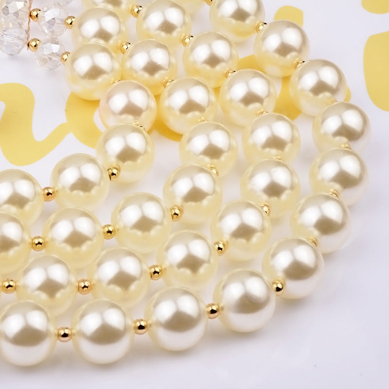 Velina – Crystal Pearl Long Necklace & Earrings Set