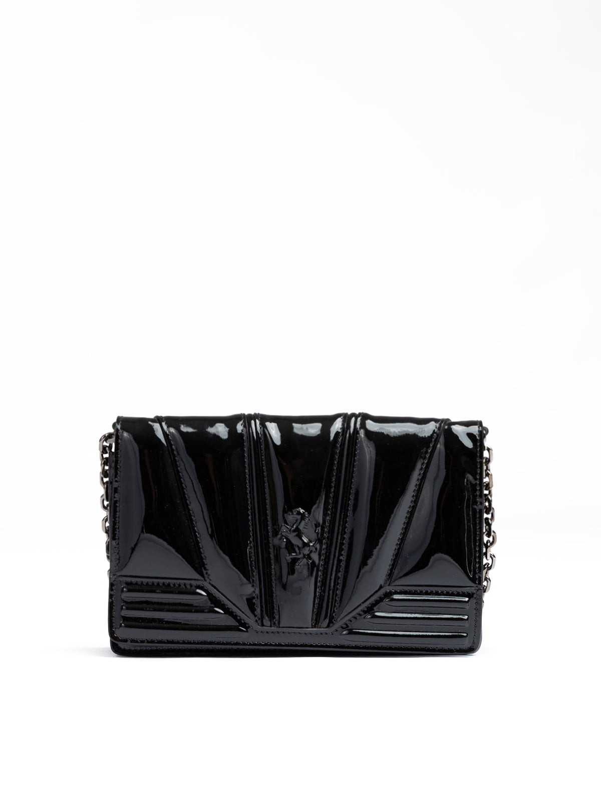 Ferrari - Black GT patent leather bag with chain