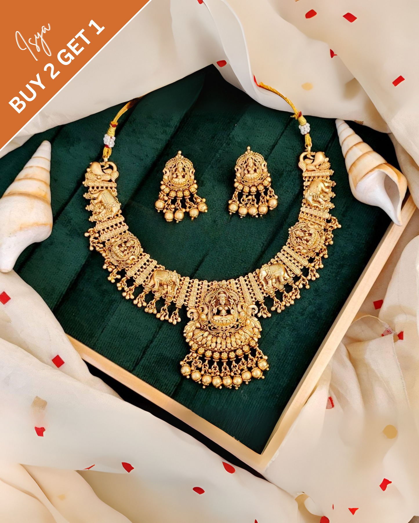 Aabharanaa - Temple Designer Rajwadi Necklace Set