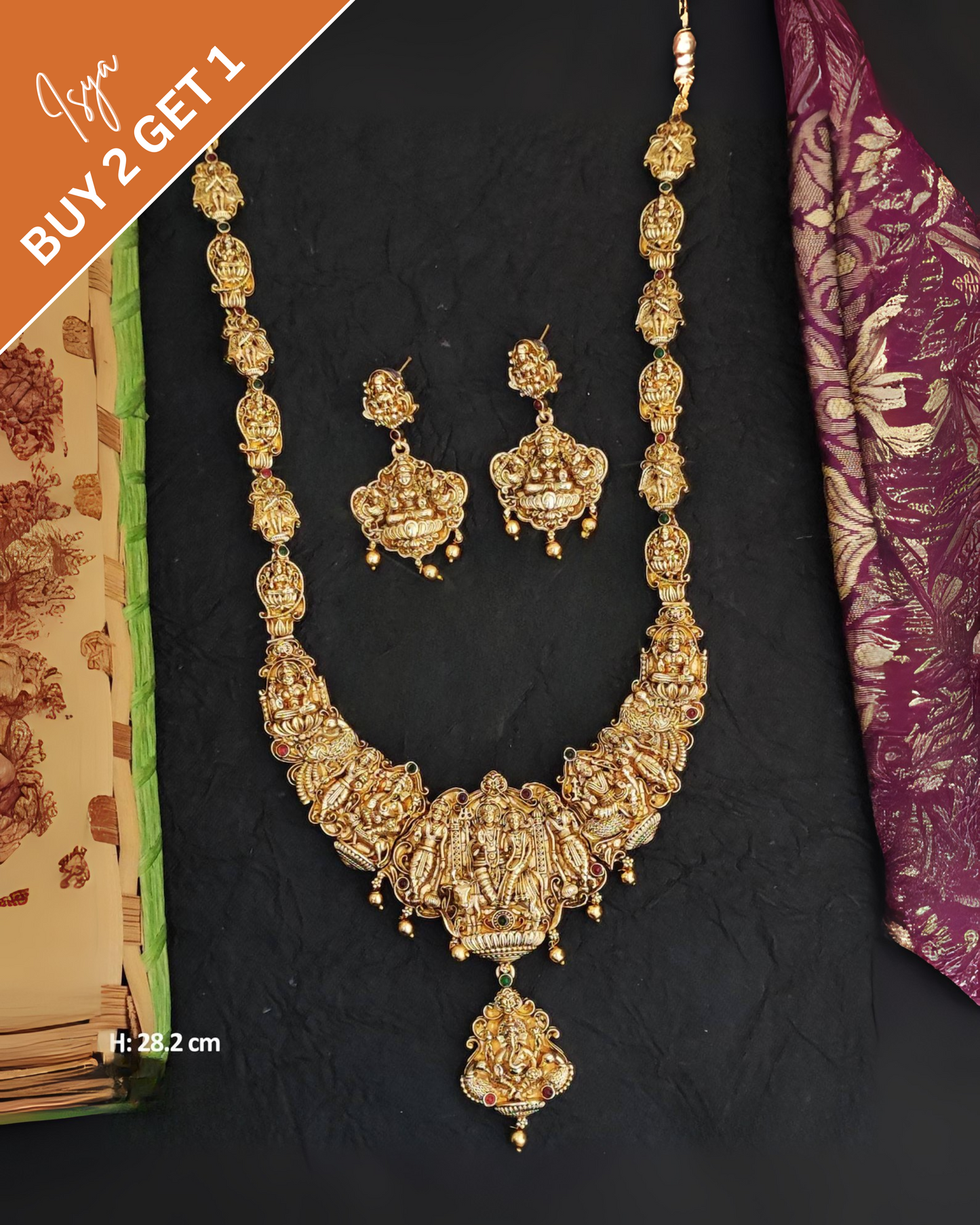 Charvitha - Temple-style long necklace set