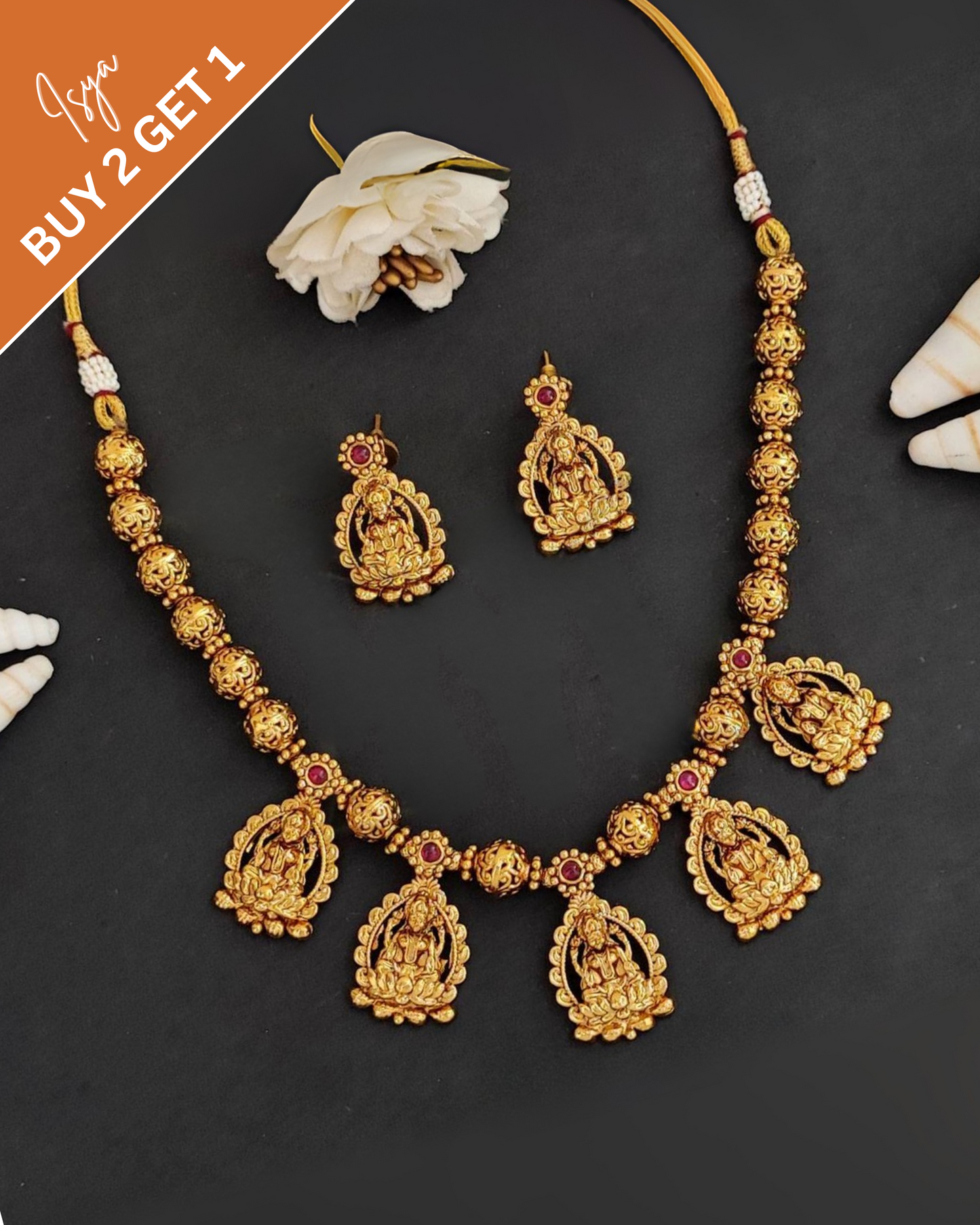 Varnika - Lakshmi Quintet Temple Necklace Set
