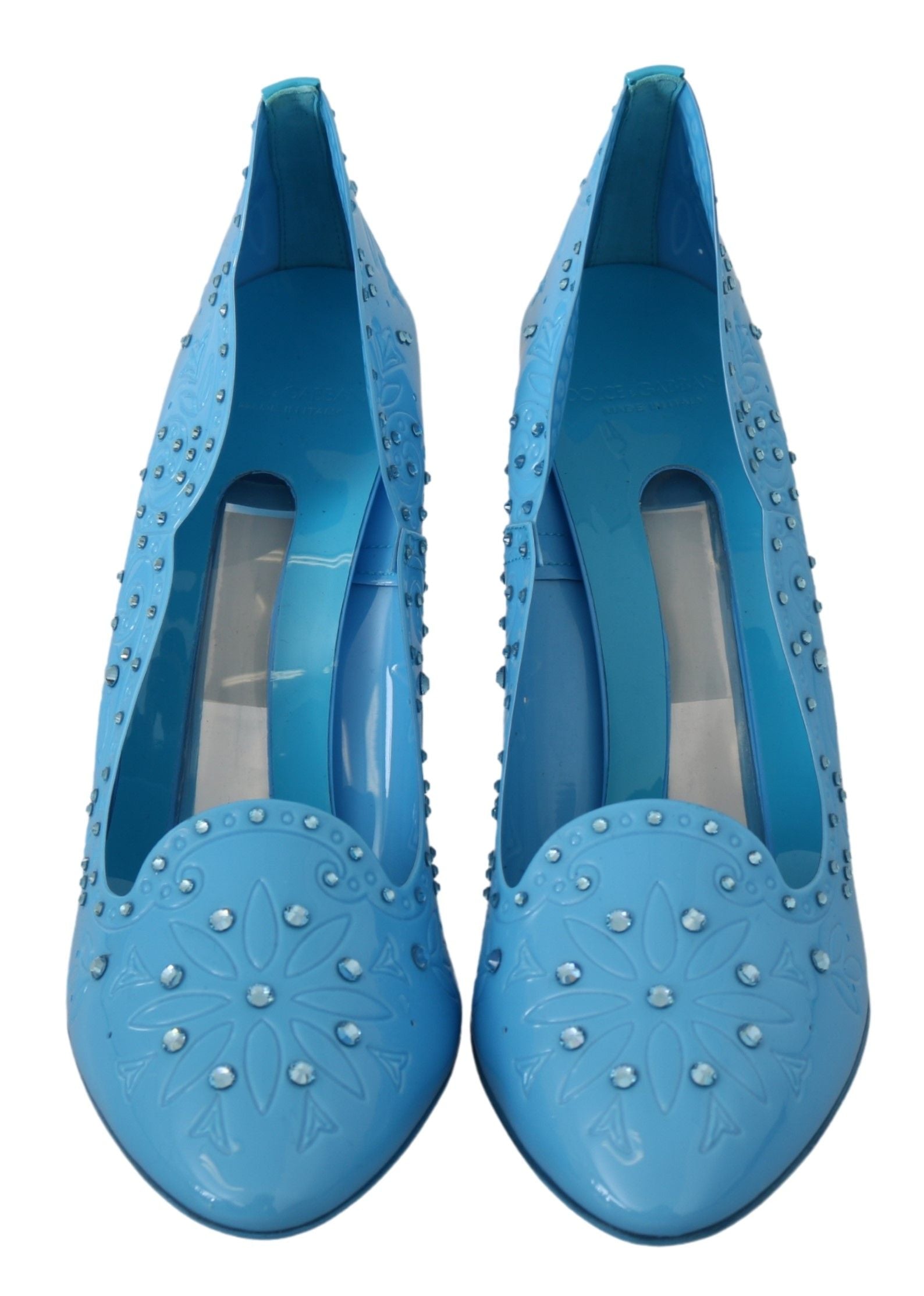 Dolce & Gabbana - Blue Crystal Floral CINDERELLA Heels Shoes