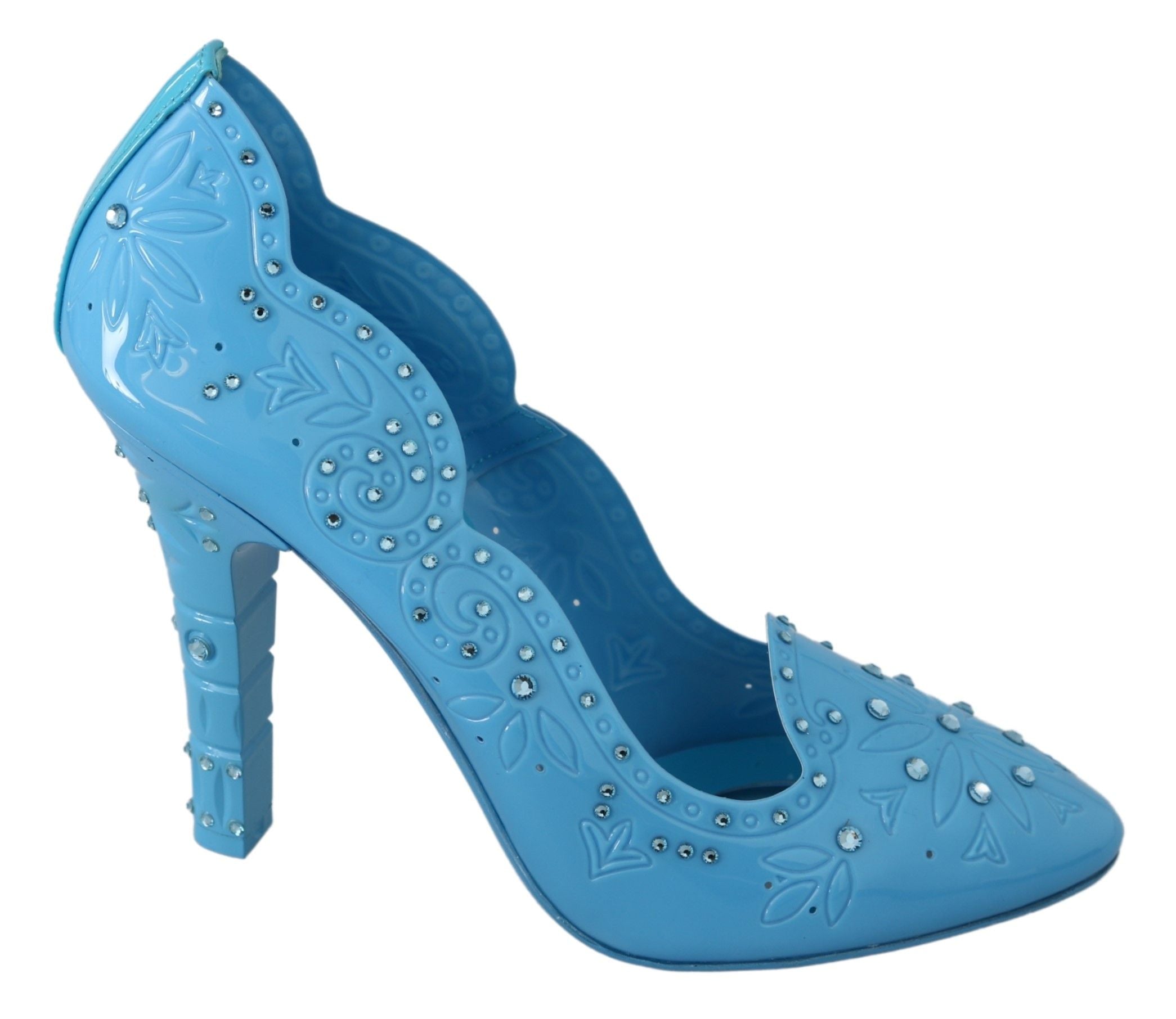 Dolce & Gabbana - Blue Crystal Floral CINDERELLA Heels Shoes