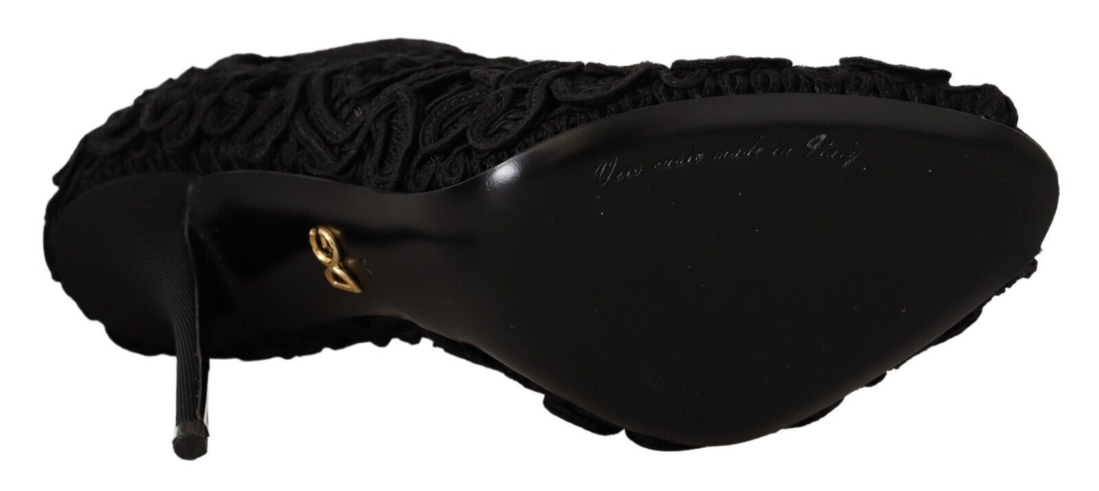 Dolce & Gabbana - Black Cordonetto Ricamo Pump Open Toe Shoes