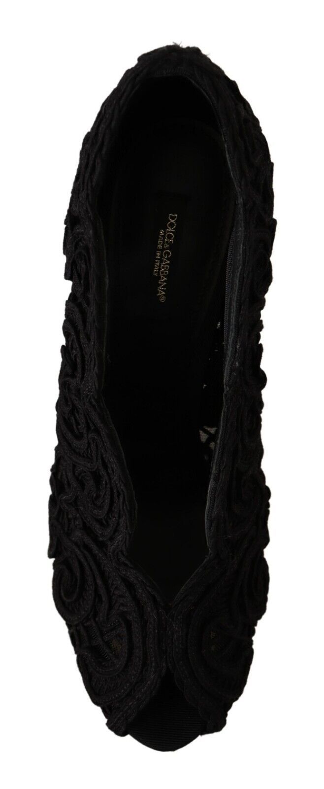 Dolce & Gabbana - Black Cordonetto Ricamo Pump Open Toe Shoes