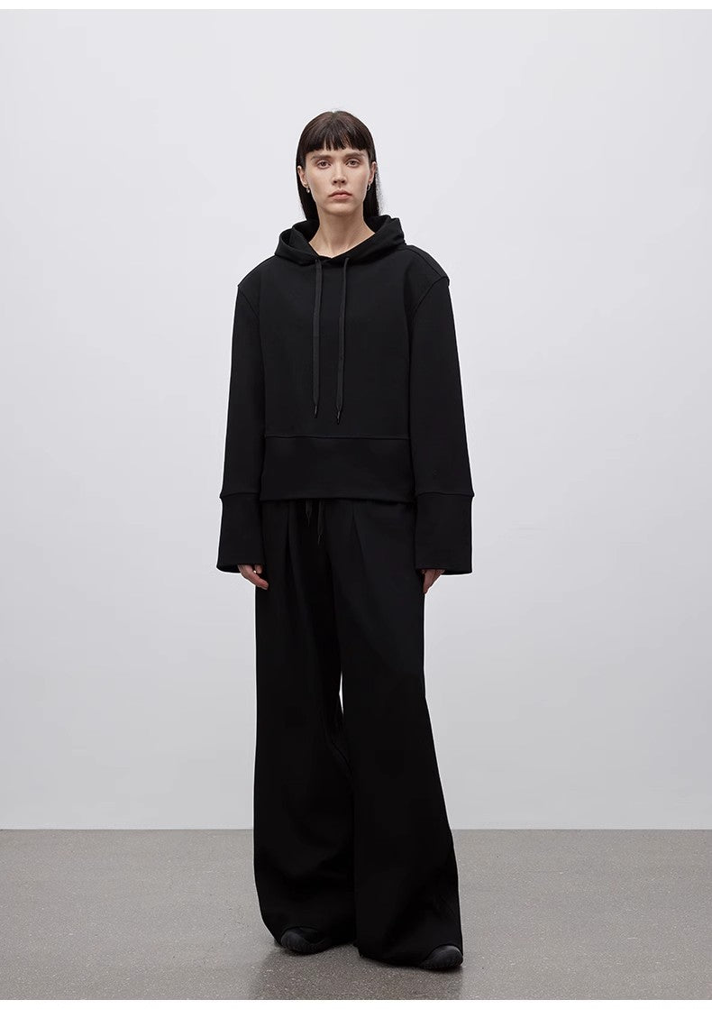 "Time Travel" Short Hooded Sweatshirt for Women, Sports Style Set, Autumn and Winter Casual Sweatpants With Straight-Leg