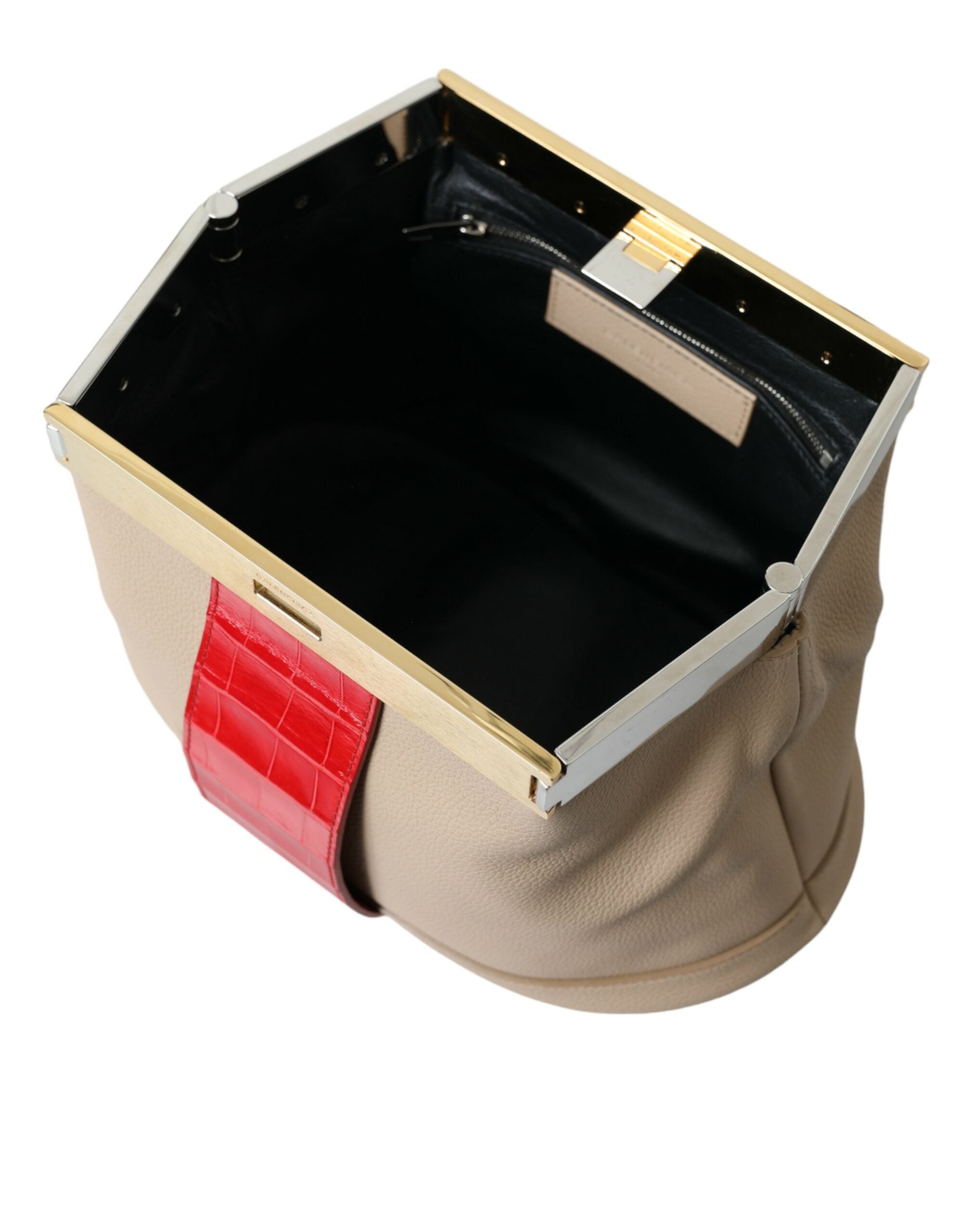 Balenciaga - Beige Red Two Tone Exotic Leather Pouch Bag