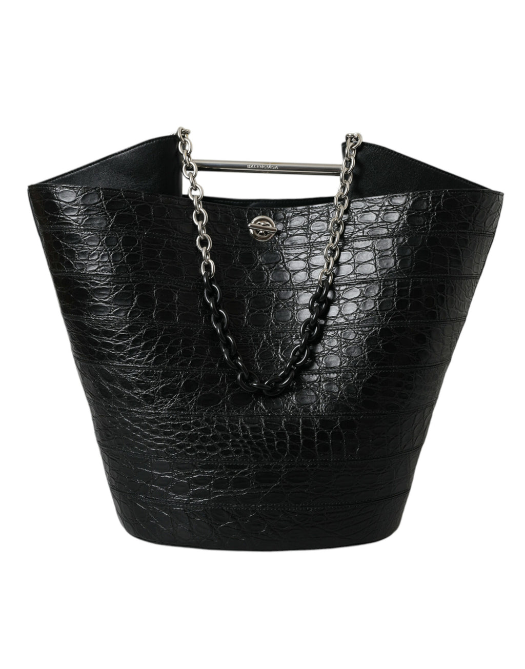 Balenciaga - Black Exotic Skin Leather Maxi Bucket Tote Purse Bag