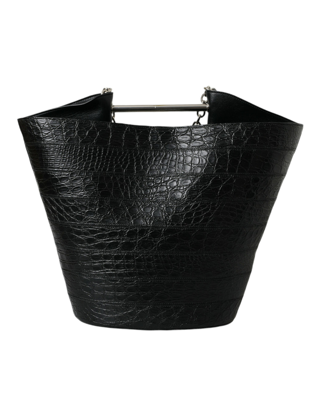 Balenciaga - Black Exotic Skin Leather Maxi Bucket Tote Purse Bag