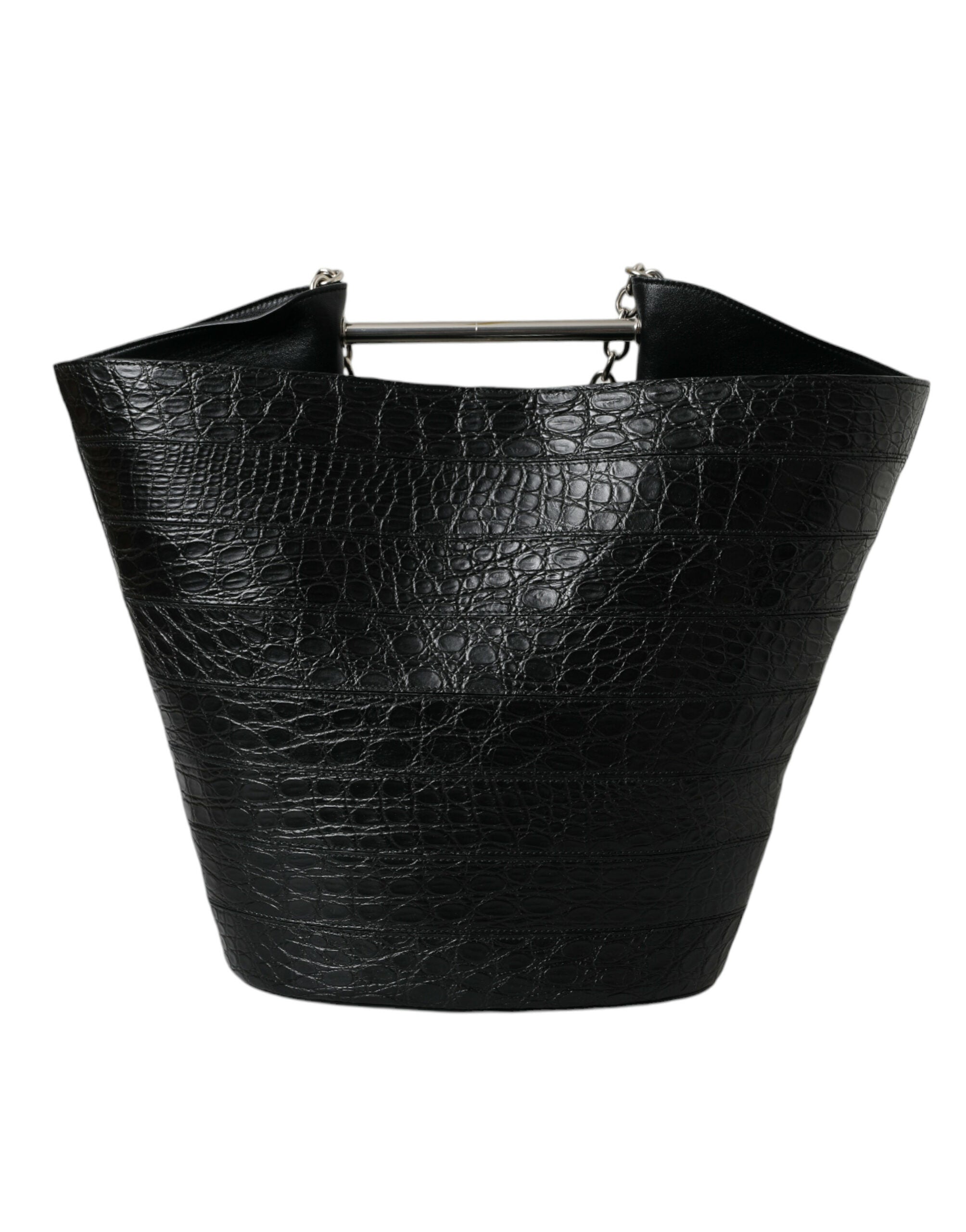 Balenciaga - Black Exotic Skin Leather Maxi Bucket Tote Purse Bag