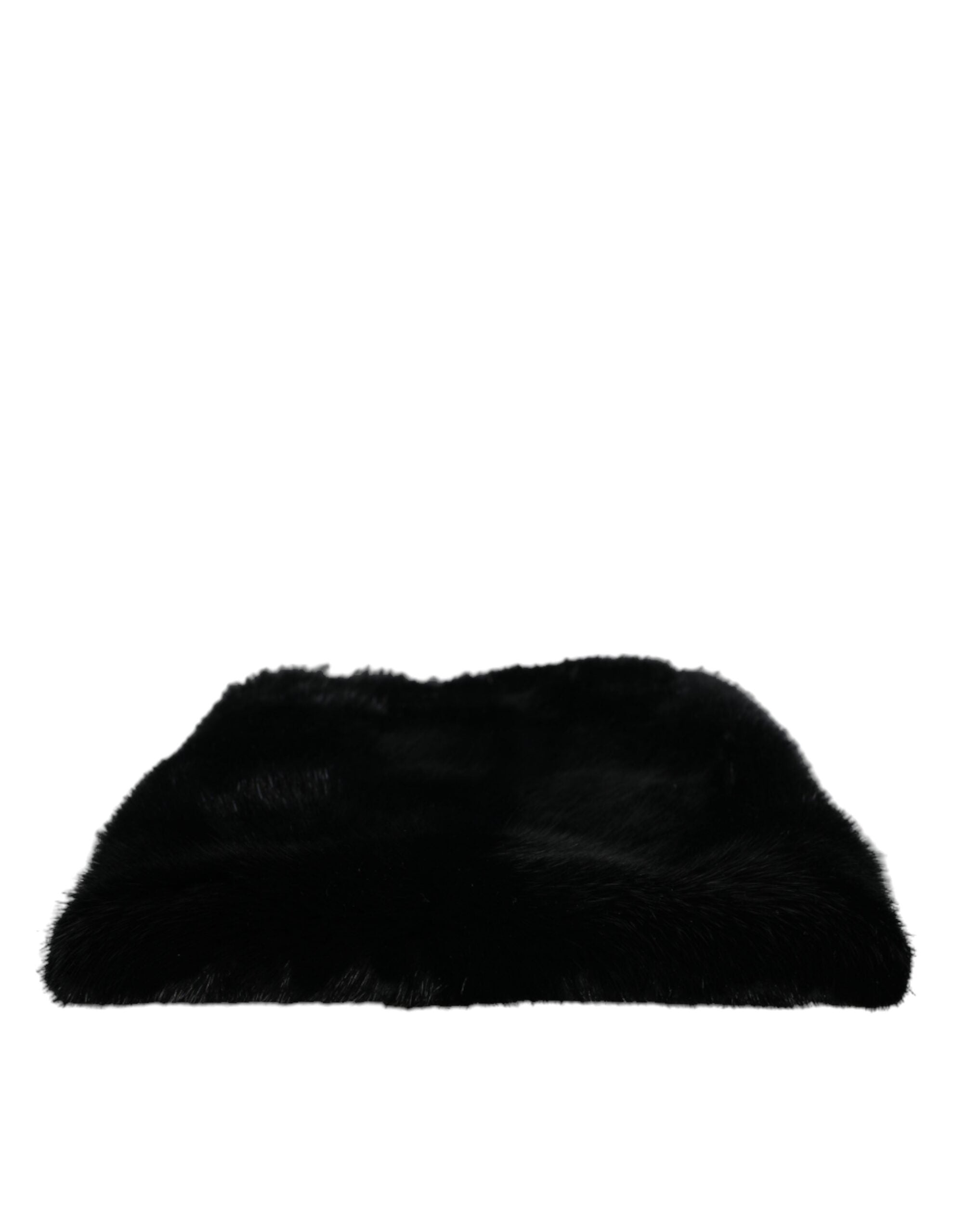 Dolce & Gabbana - Black Faux Fur Silver Chain Crossbody Shoulder Purse Bag