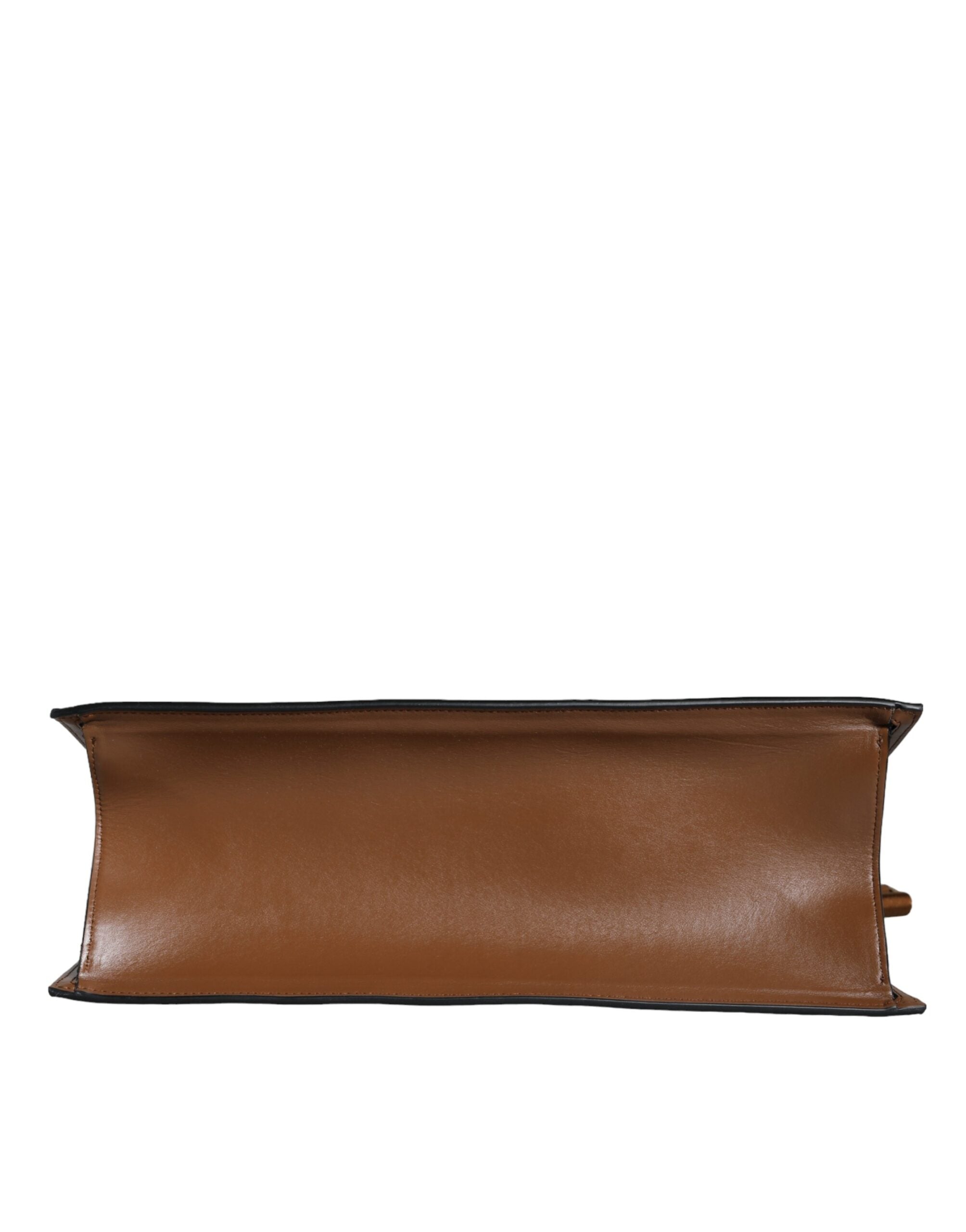 Versace - Allover Brown Top Handle Jacquard Leather Logo Crossbody Tote Bag