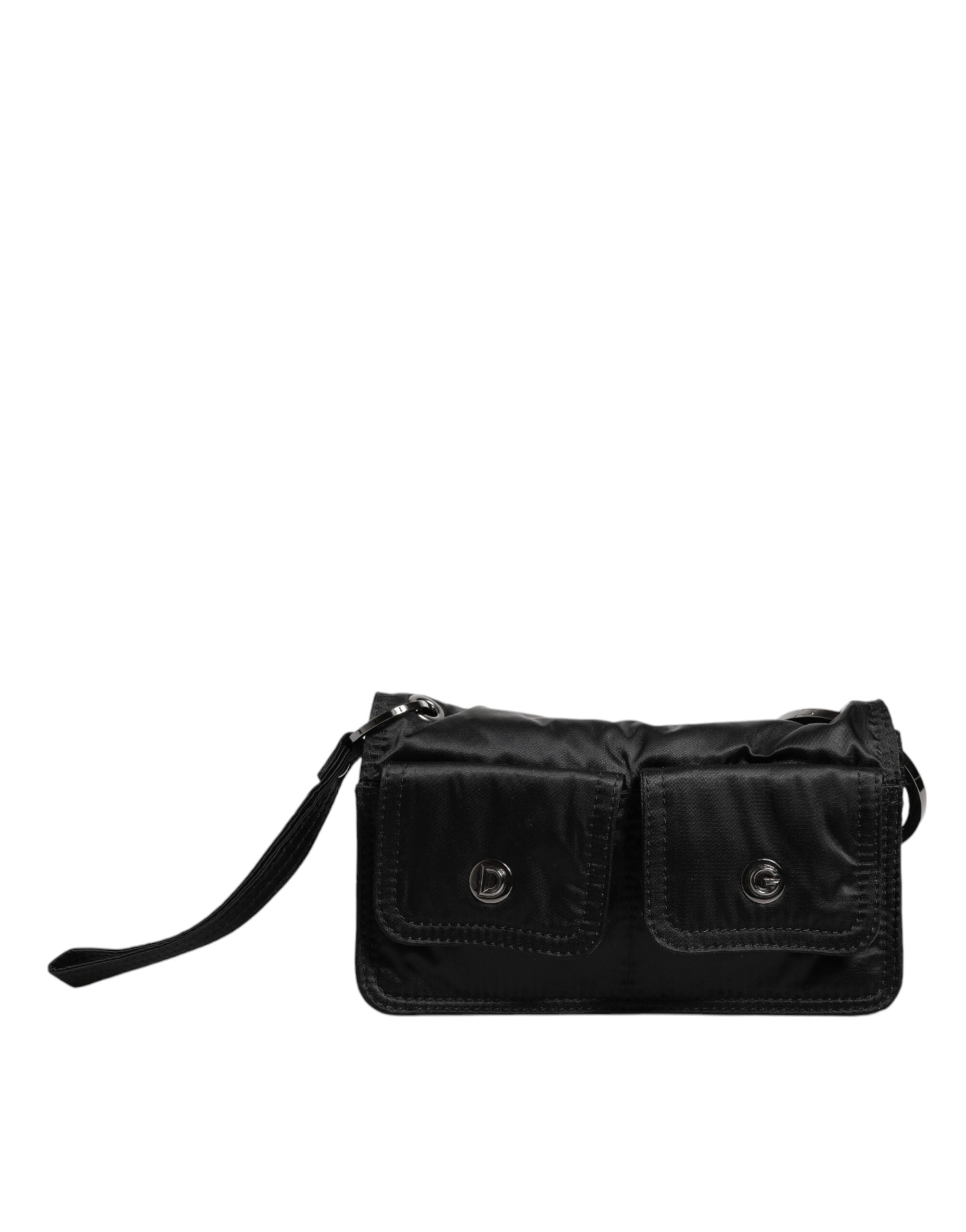 Dolce & Gabbana - Black Fabric Logo Two Way Clutch Crossbody Bag