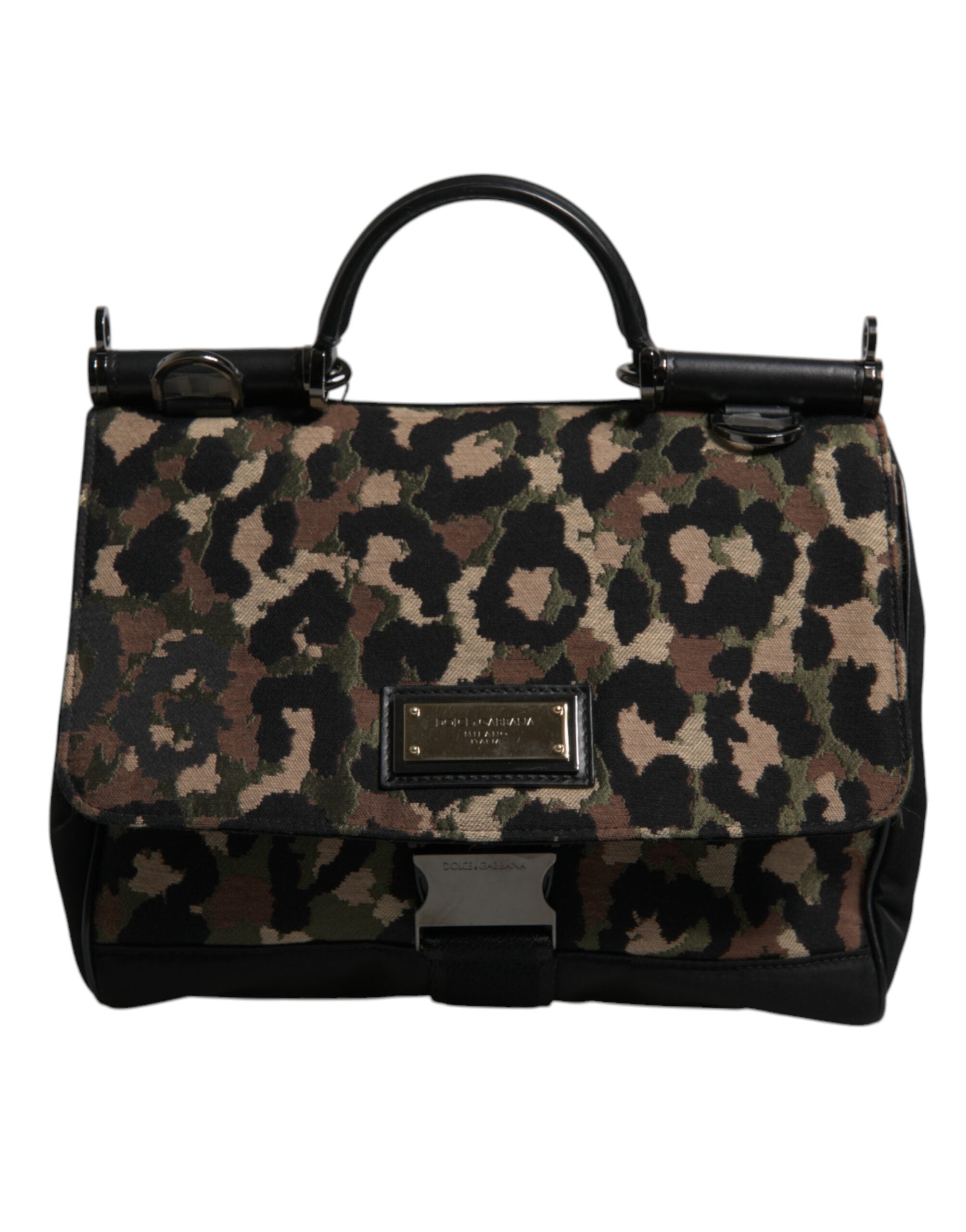 Dolce & Gabbana - Brown Leopard Print Lacquard Nylon Sicily Tote Bag