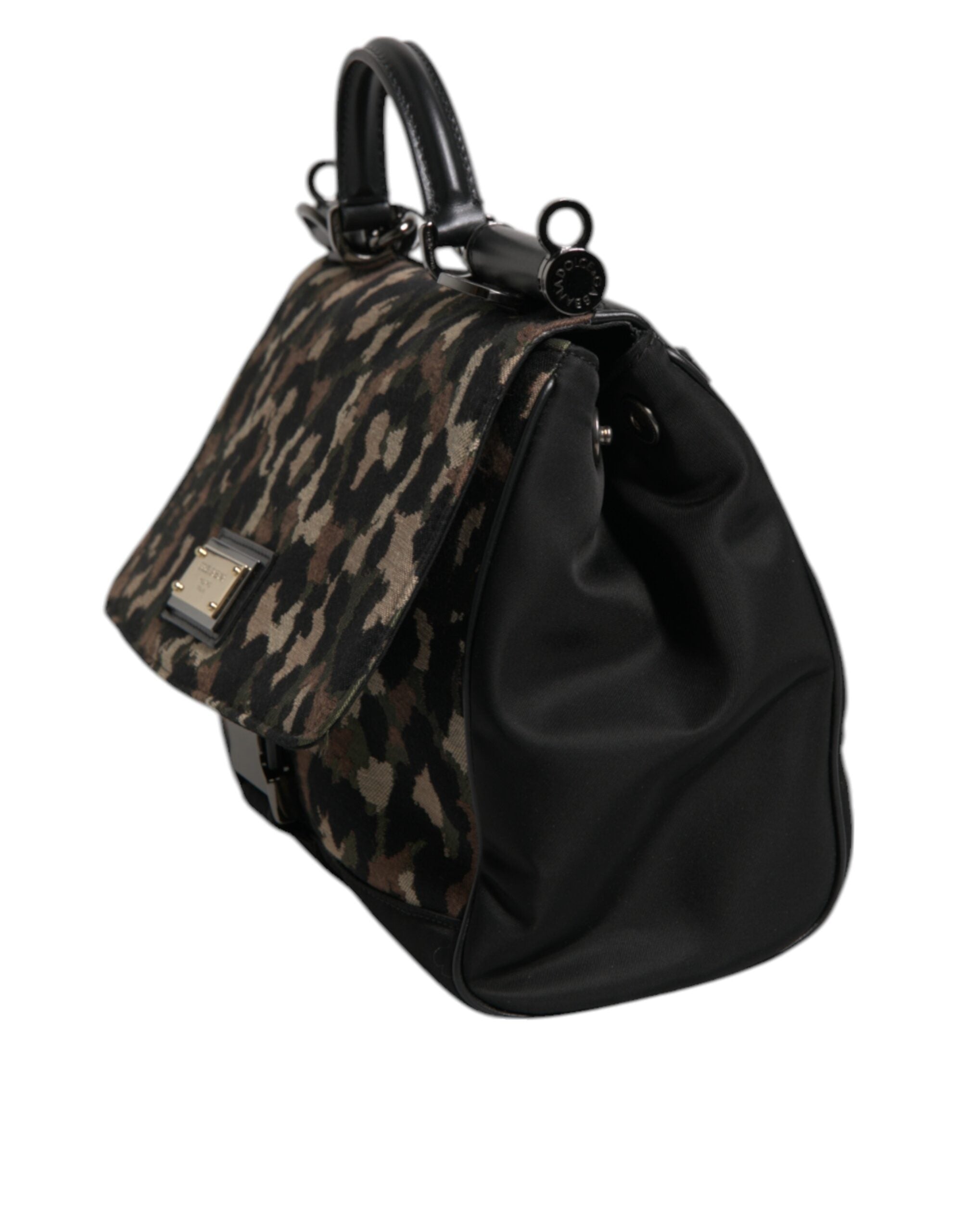 Dolce & Gabbana - Brown Leopard Print Lacquard Nylon Sicily Tote Bag