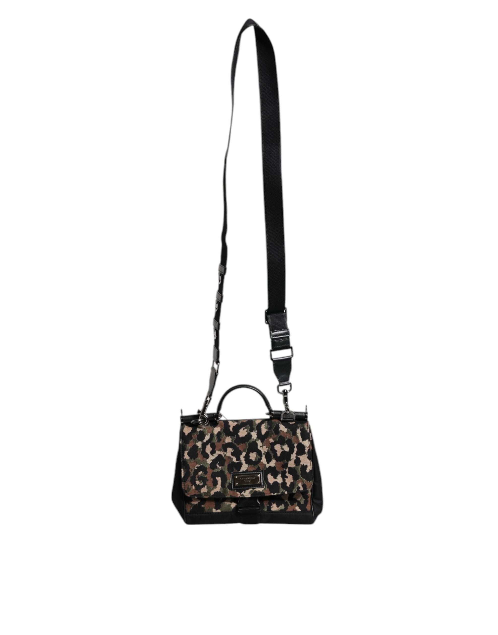 Dolce & Gabbana - Brown Leopard Print Lacquard Nylon Sicily Tote Bag