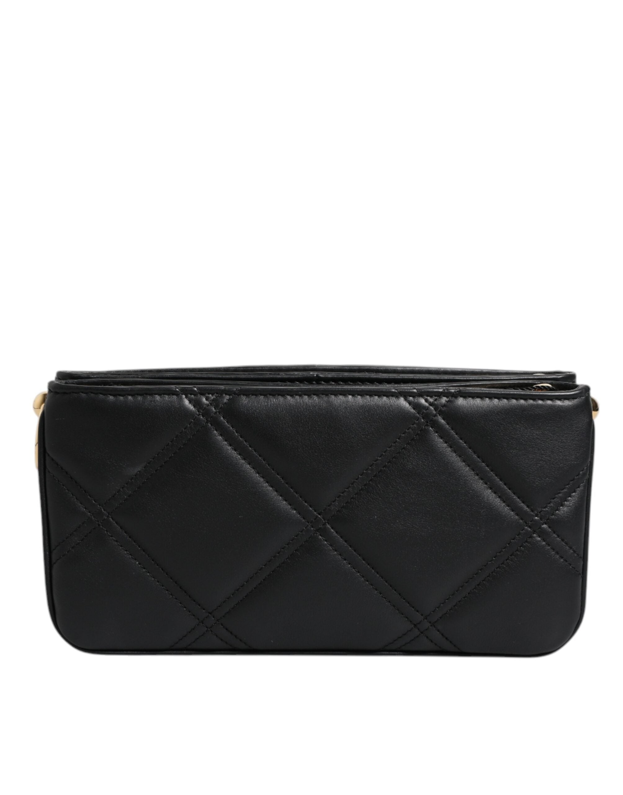 Dolce & Gabbana - Black Leather Crystal Embellished Shoulder Bag
