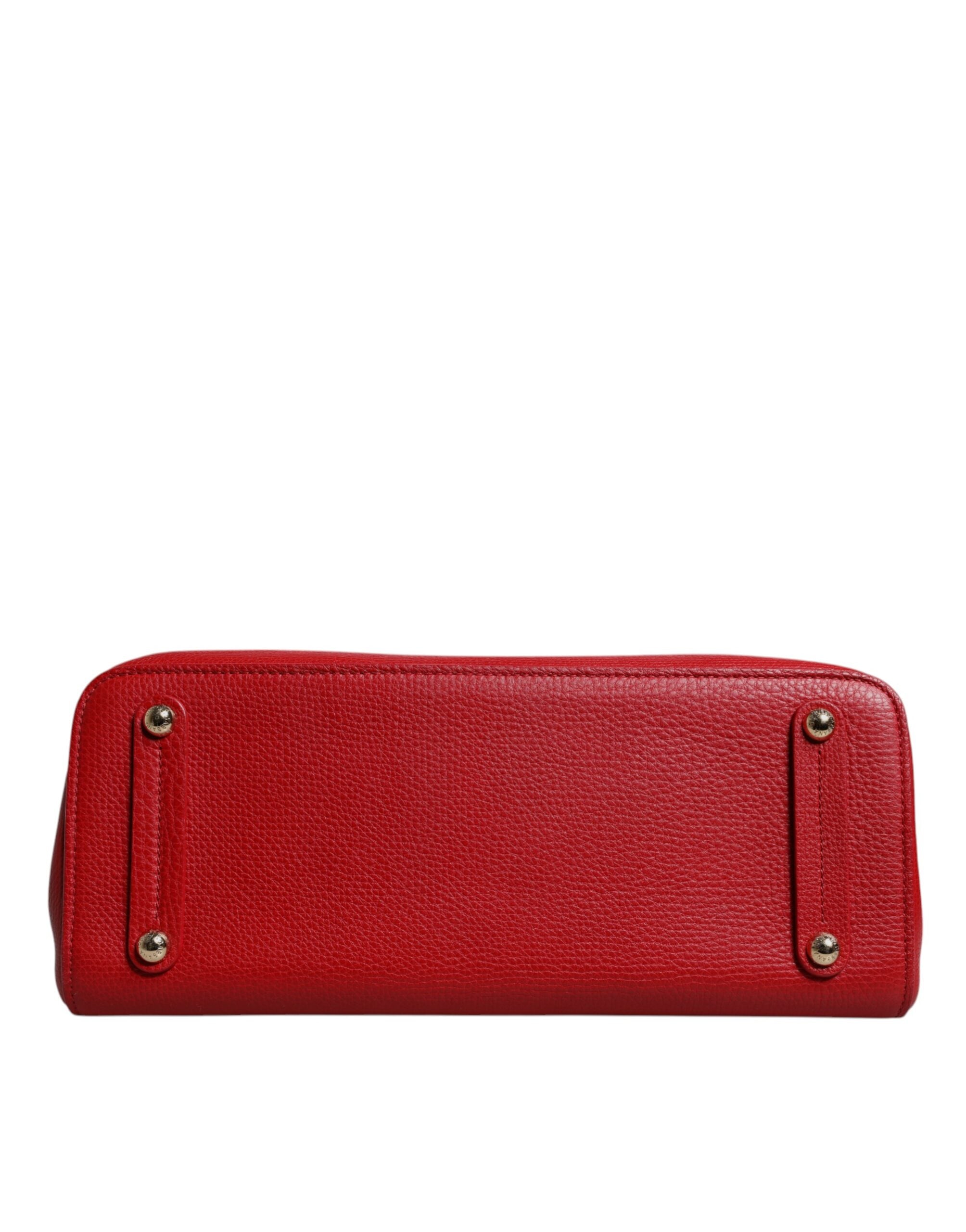 Dolce & Gabbana - Red Calfskin Leather Logo Plaque Top Handle Bag
