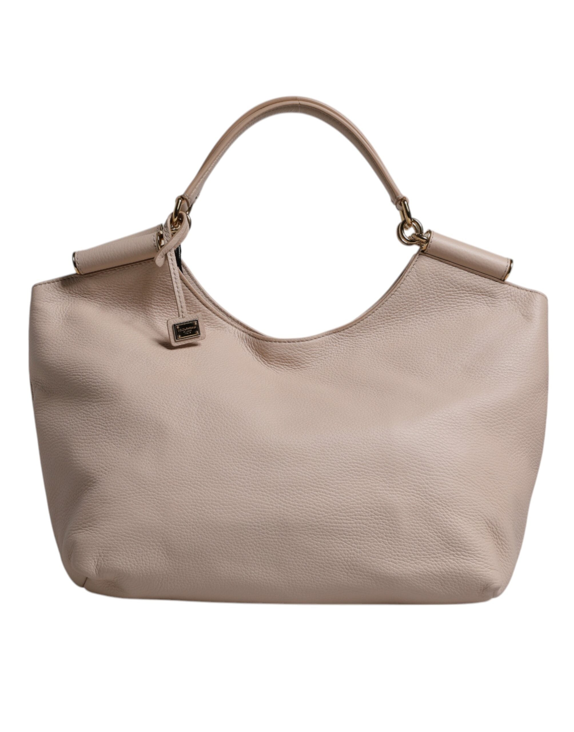 Dolce & Gabbana - Light Pink Deer Leather Logo Plaque Tote Top Handle Bag