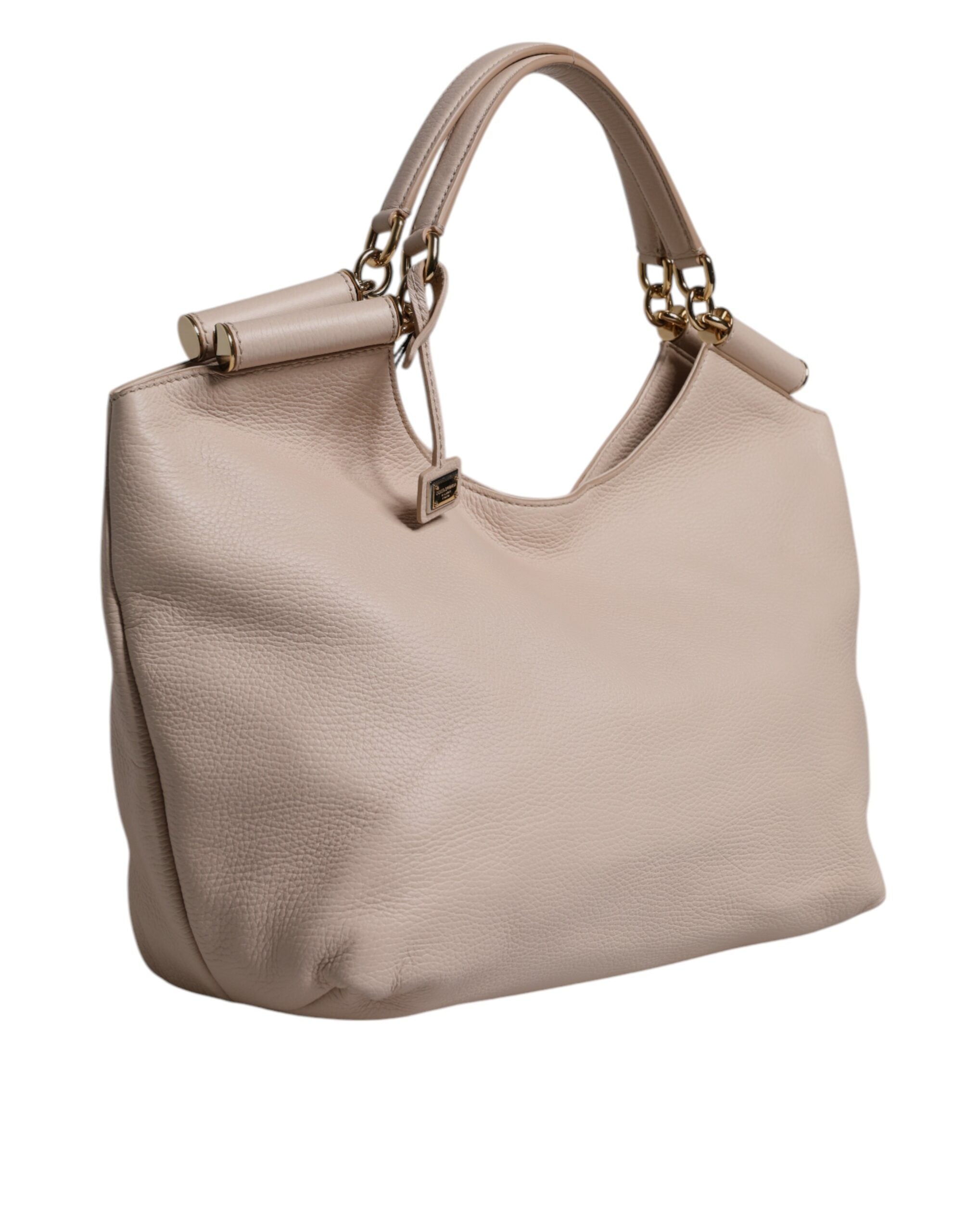 Dolce & Gabbana - Light Pink Deer Leather Logo Plaque Tote Top Handle Bag