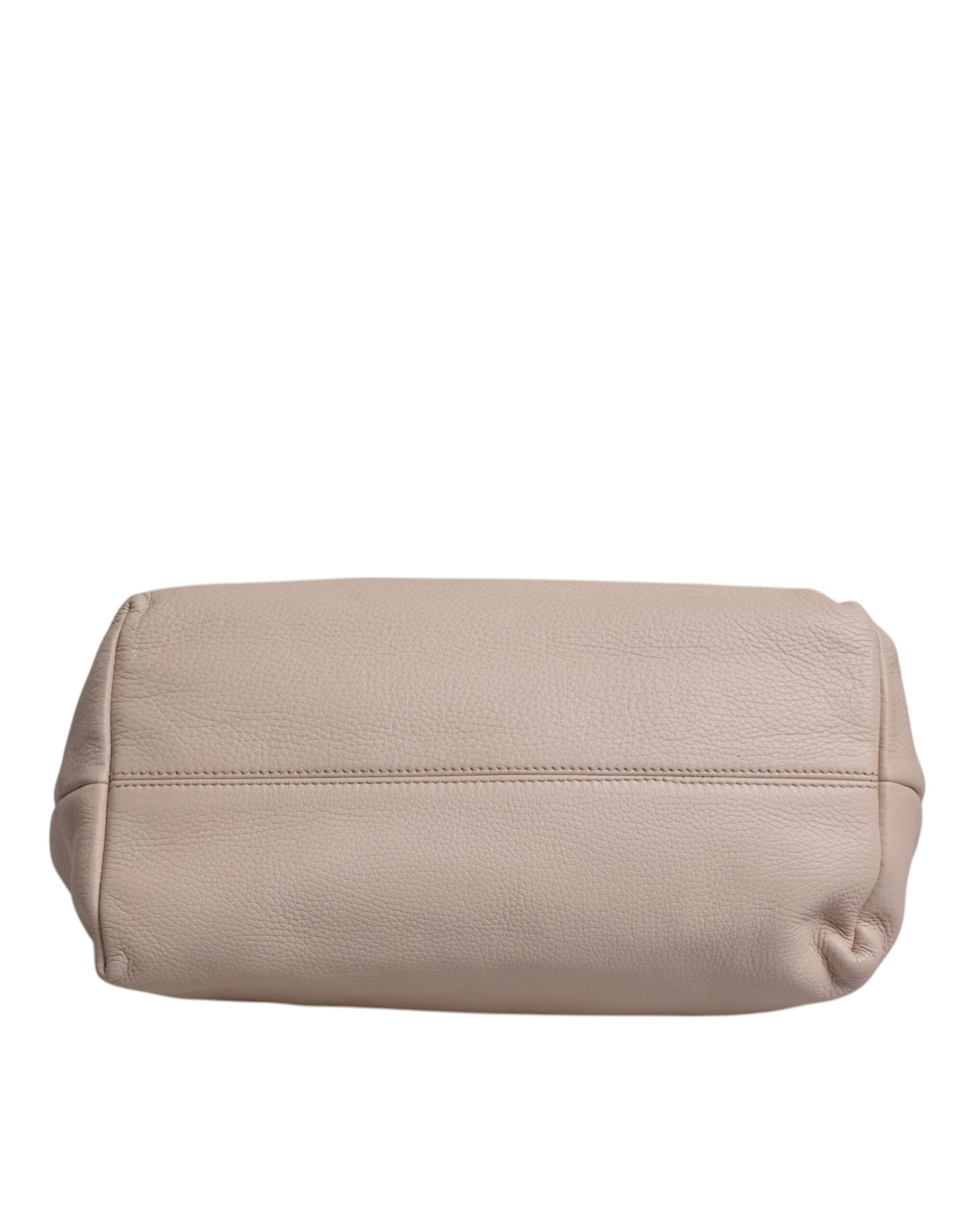 Dolce & Gabbana - Light Pink Deer Leather Logo Plaque Tote Top Handle Bag