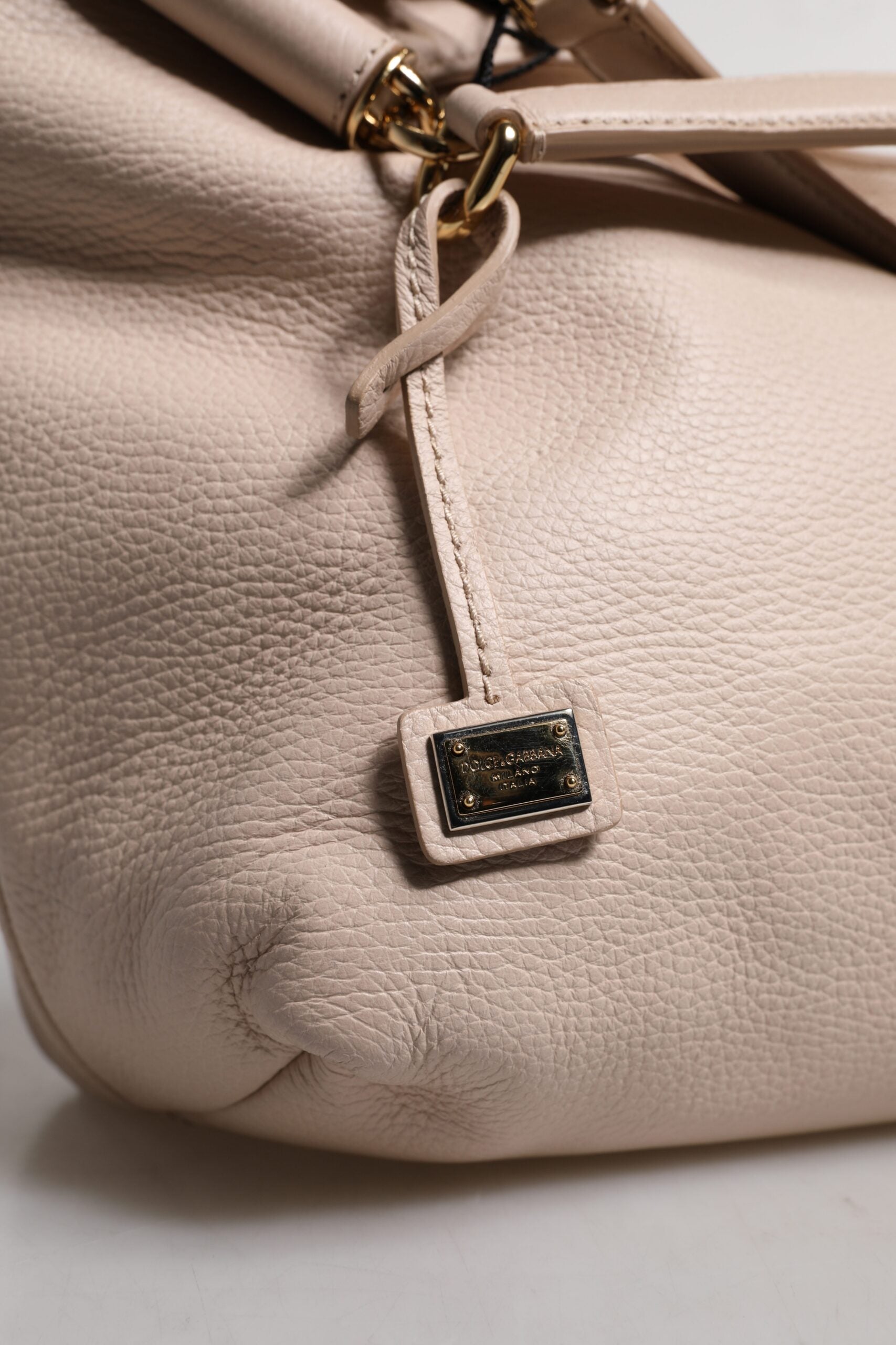 Dolce & Gabbana - Light Pink Deer Leather Logo Plaque Tote Top Handle Bag