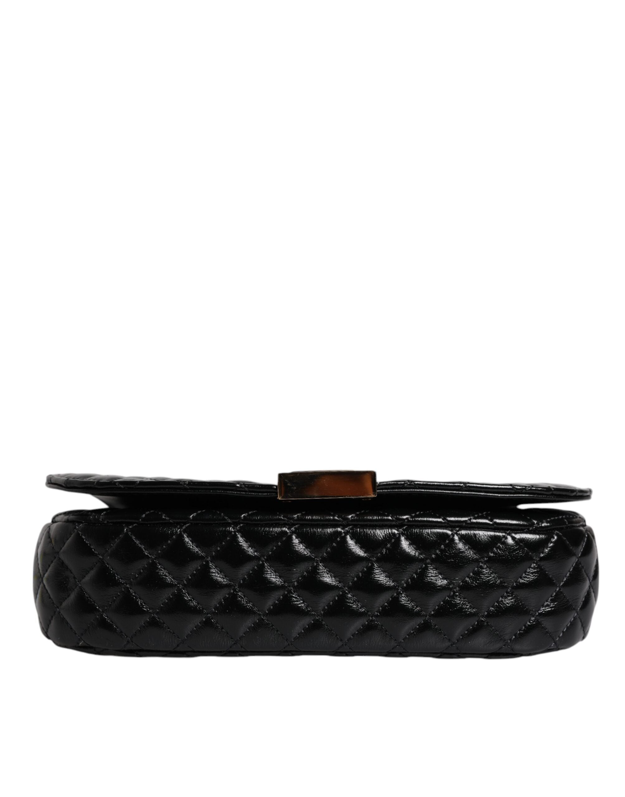 Versace - Black Calf Leather Quilted Shoulder Strap Bag