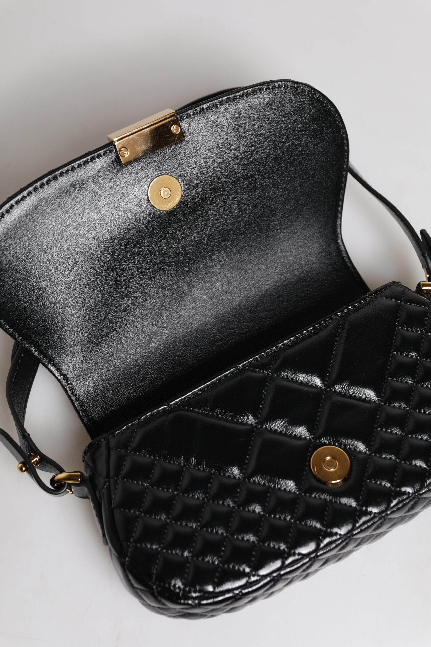 Versace - Black Calf Leather Quilted Shoulder Strap Bag