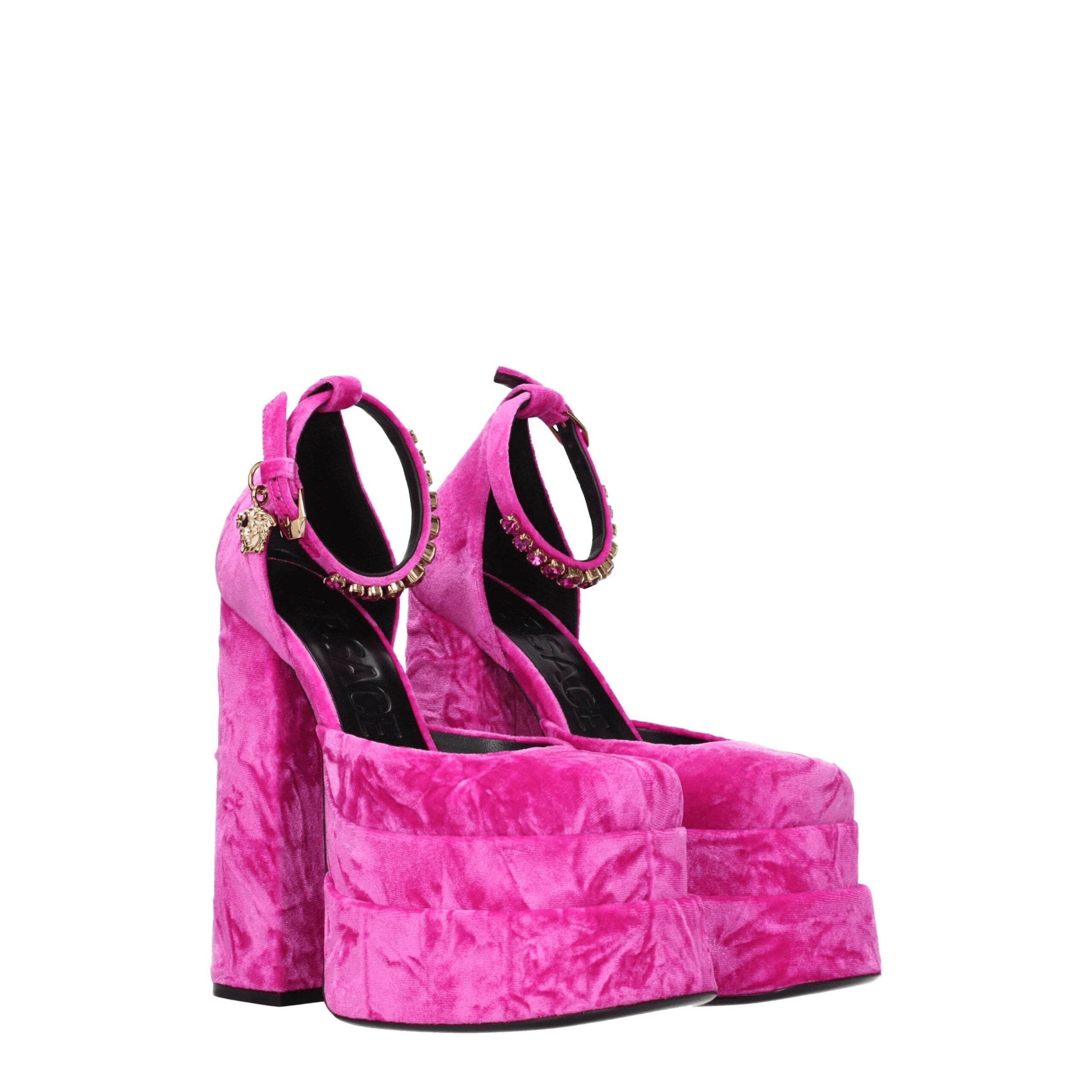 Versace - Pink Velvet Platforms