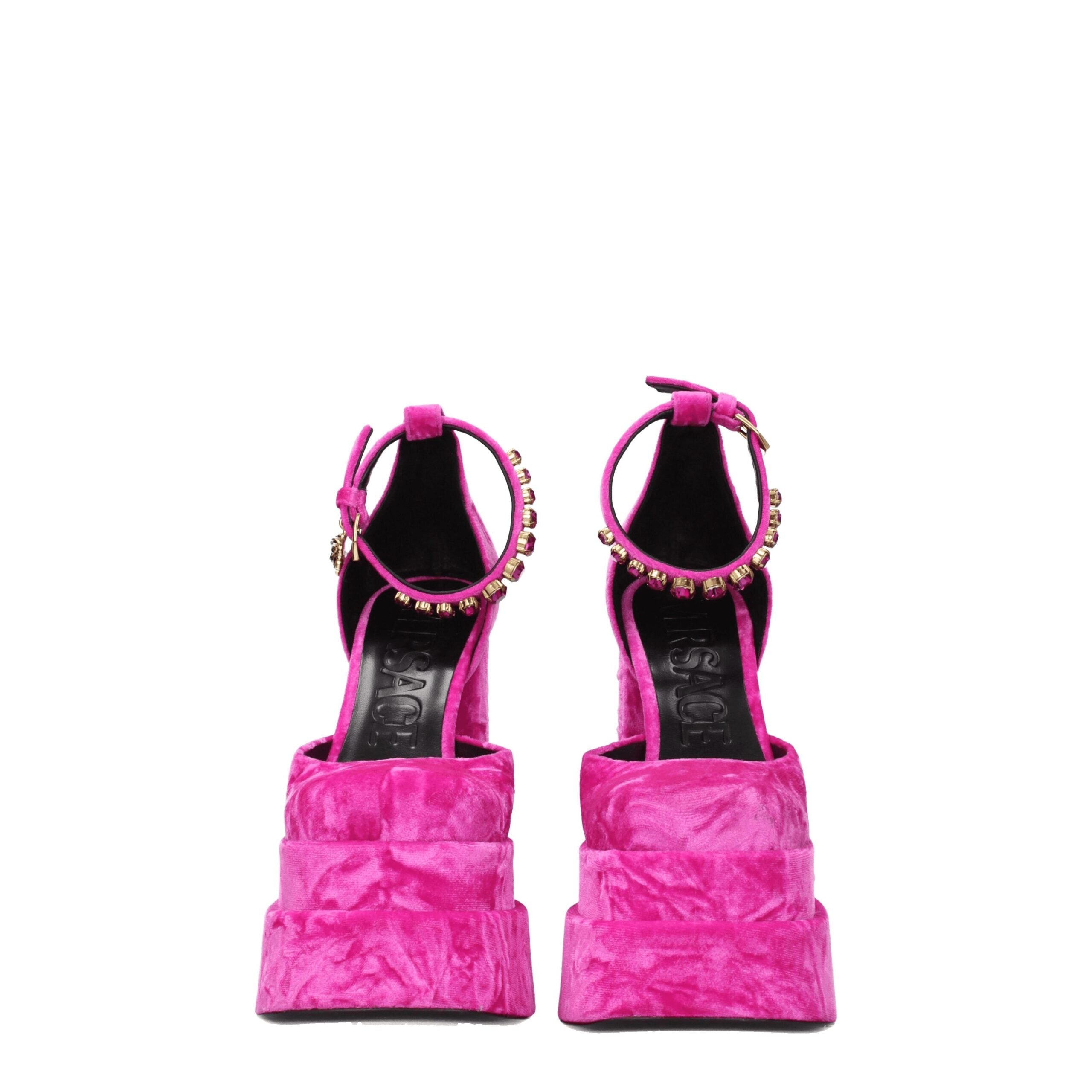 Versace - Pink Velvet Platforms