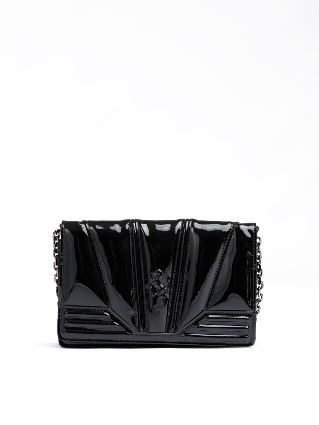 Ferrari - Black GT patent leather bag with chain