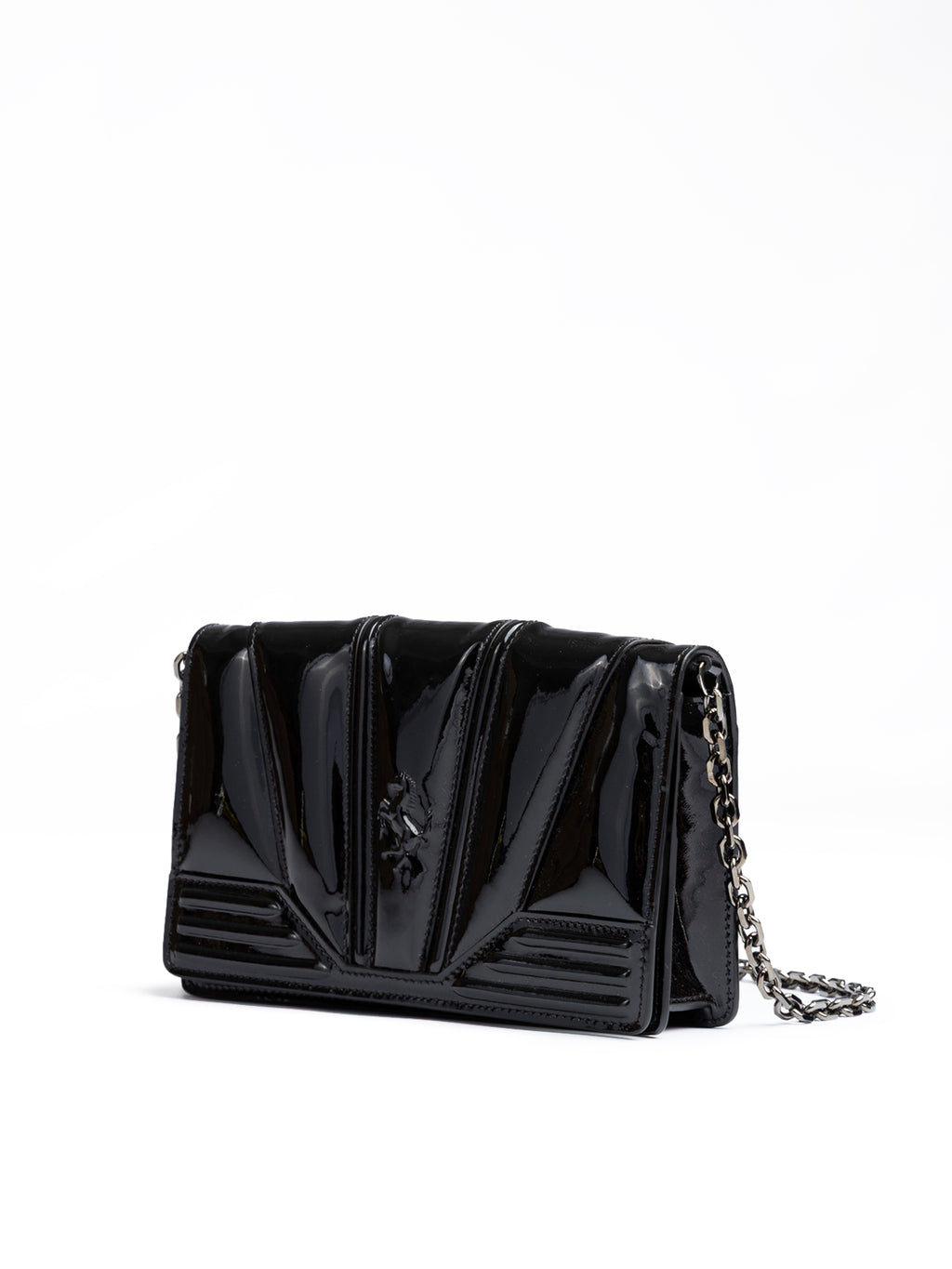 Ferrari - Black GT patent leather bag with chain
