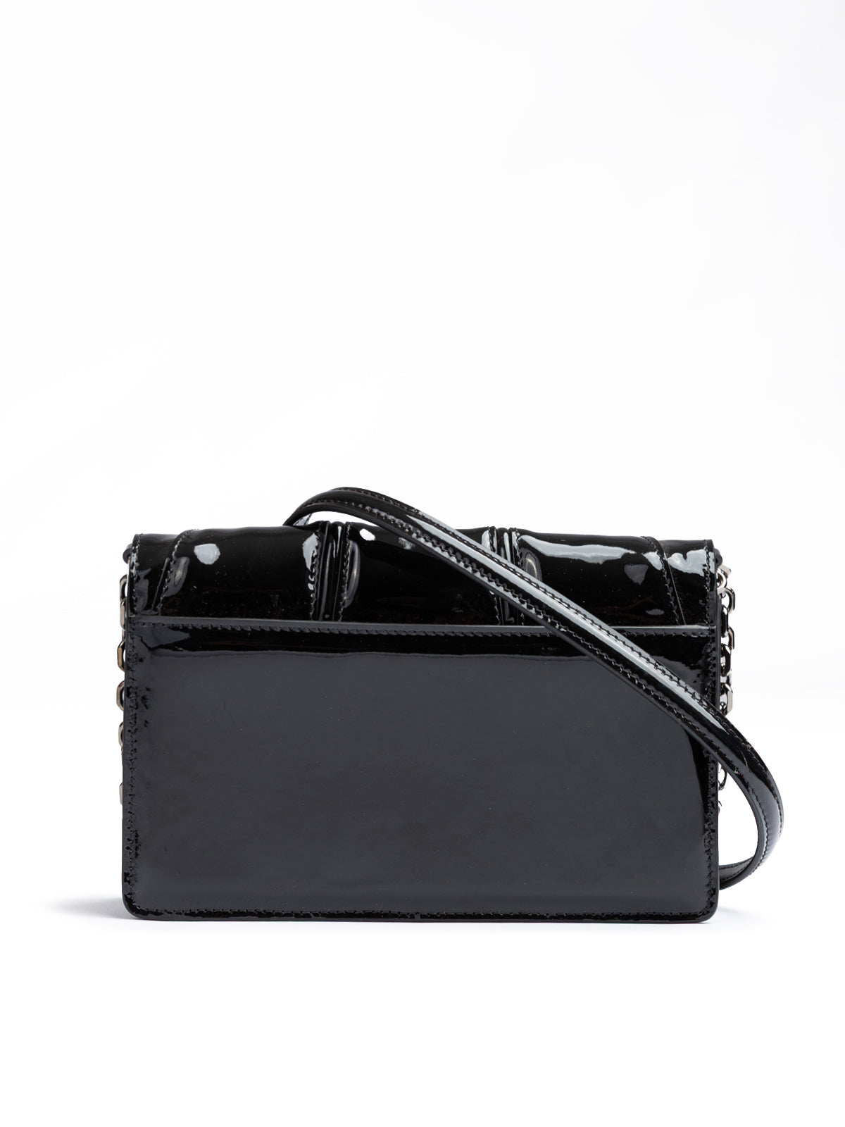 Ferrari - Black GT patent leather bag with chain