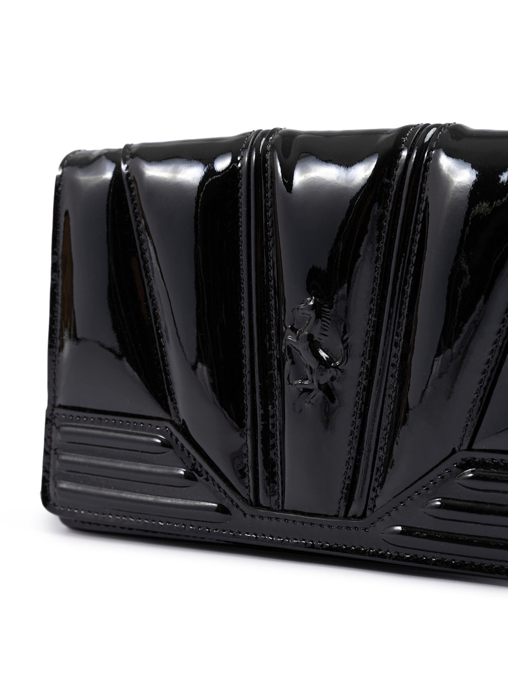 Ferrari - Black GT patent leather bag with chain