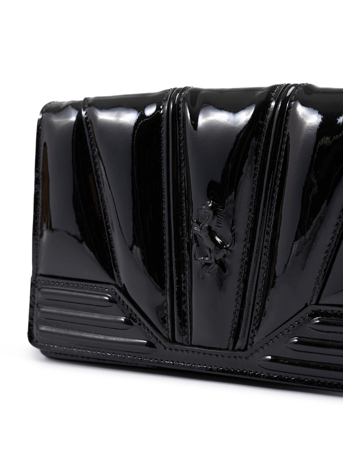 Ferrari - Black GT patent leather bag with chain