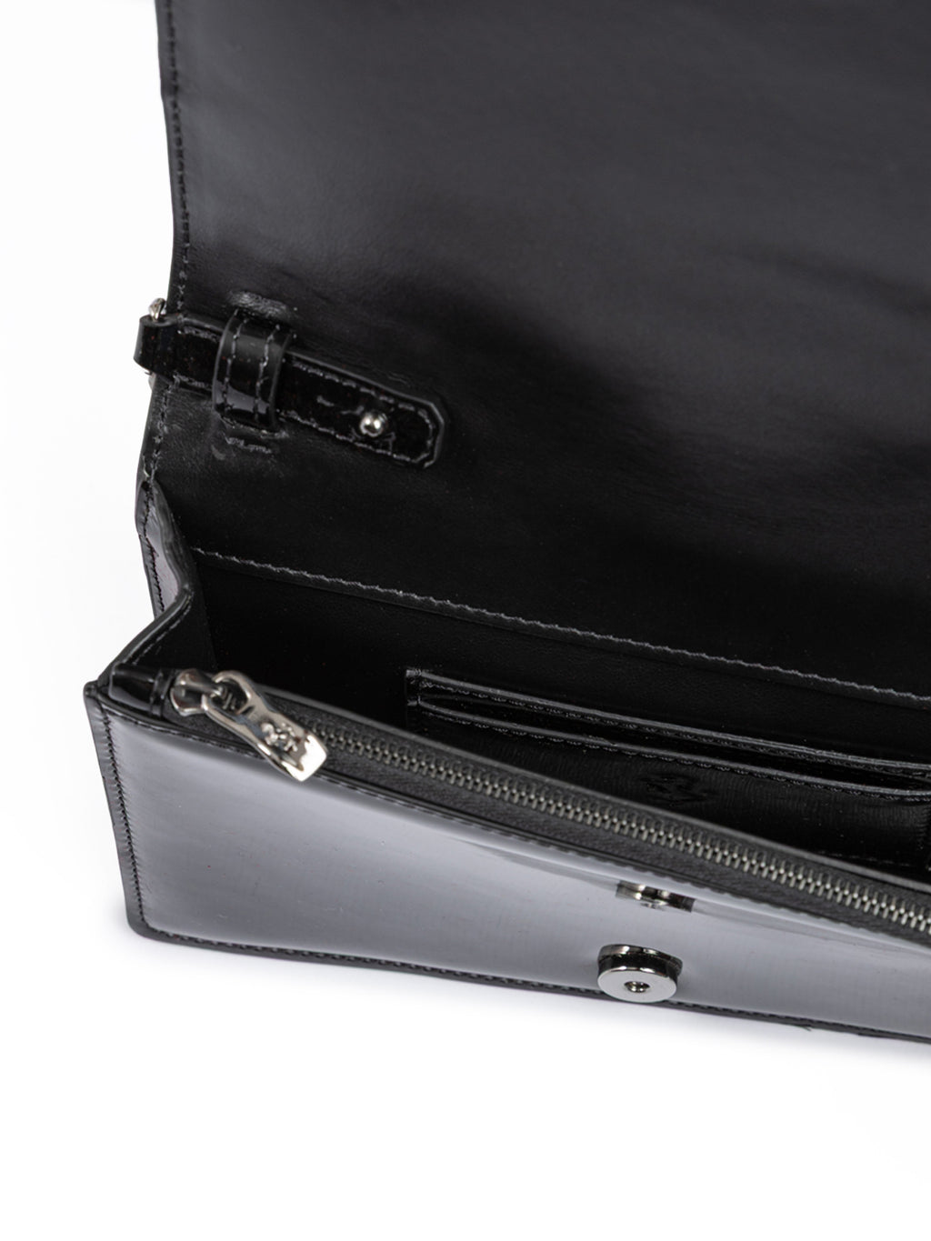 Ferrari - Black GT patent leather bag with chain