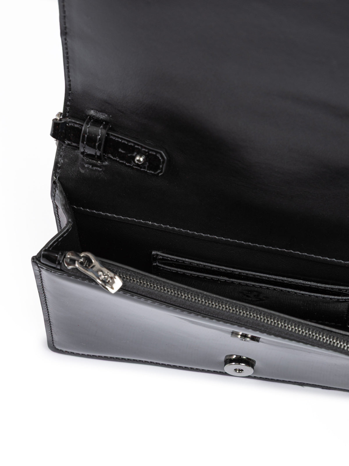 Ferrari - Black GT patent leather bag with chain