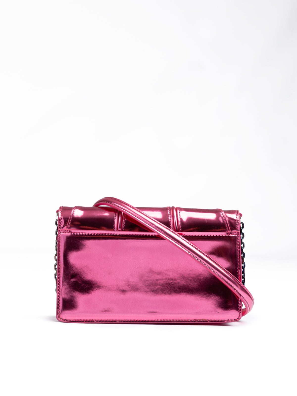 Ferrari - Metal Pink GT patent leather bag with chain