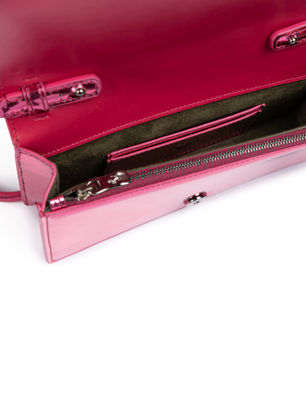 Ferrari - Metal Pink GT patent leather bag with chain