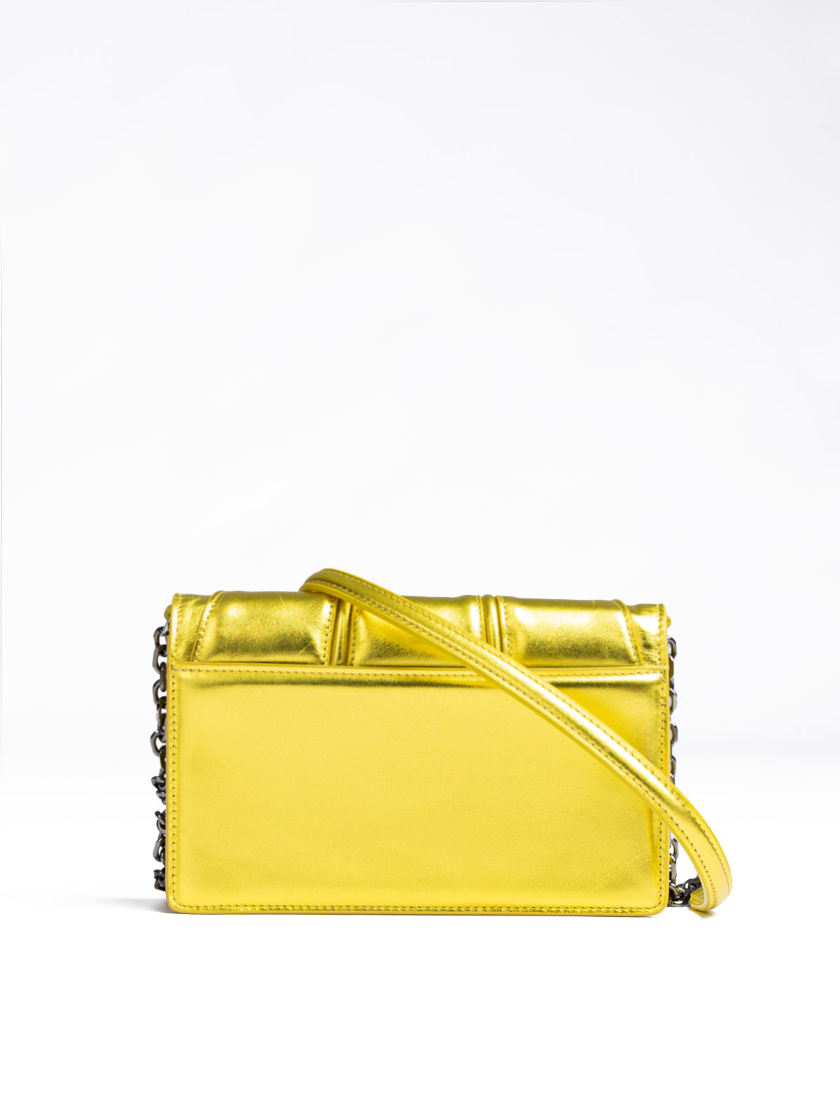 Ferrari - Metal Yellow GT patent leather bag with chain
