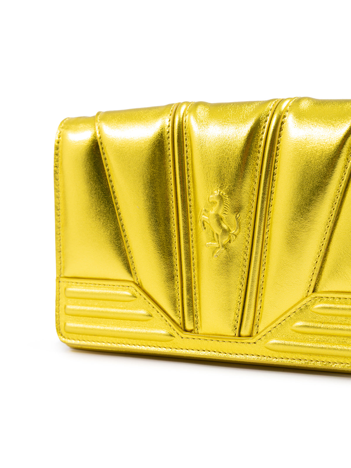 Ferrari - Metal Yellow GT patent leather bag with chain
