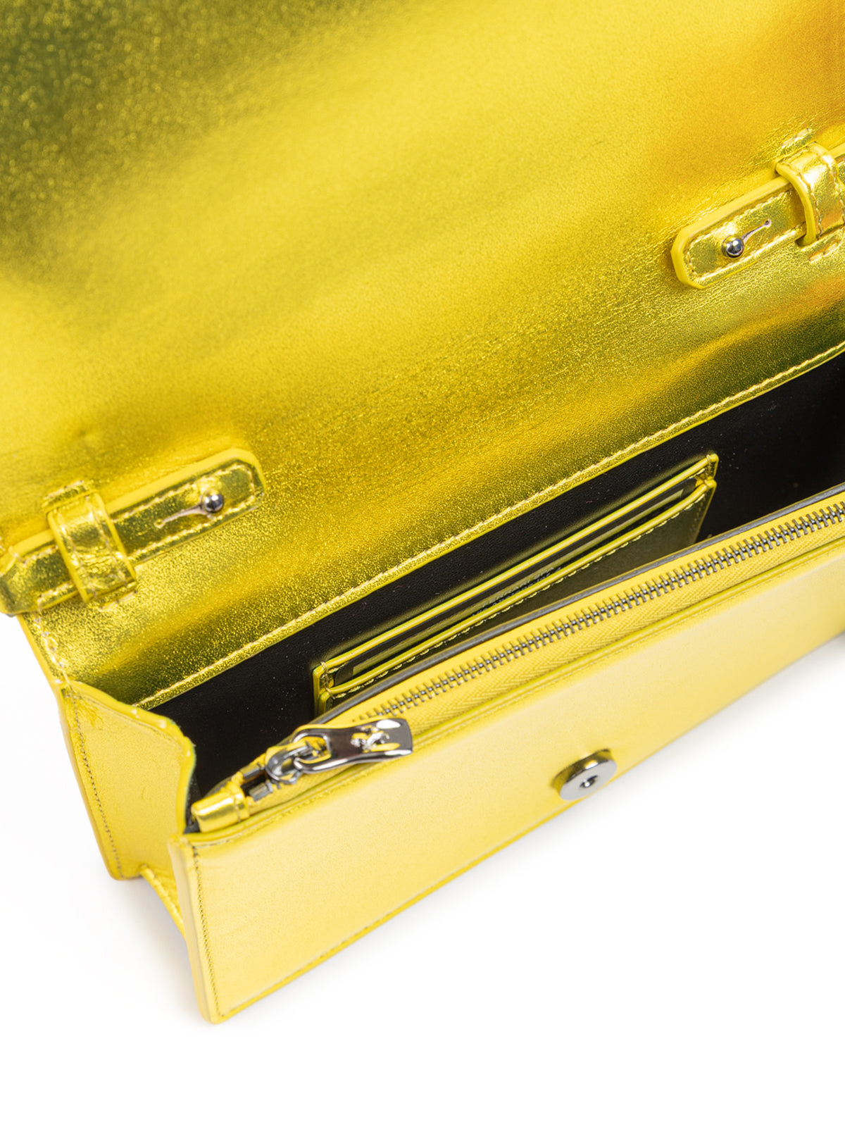 Ferrari - Metal Yellow GT patent leather bag with chain