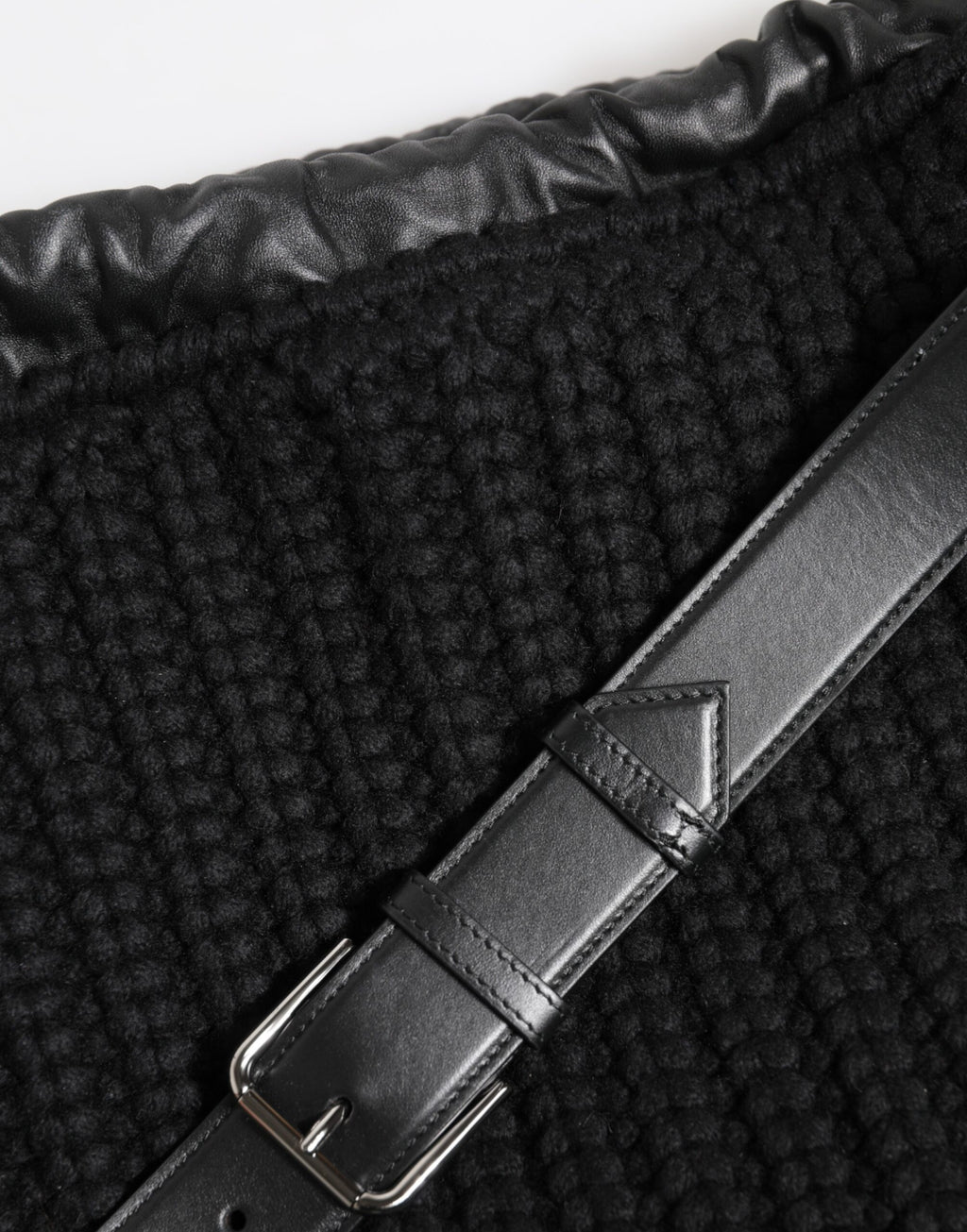 Dolce & Gabbana - Black Cashmere Knitted Leather Shoulder Women Borse Bag