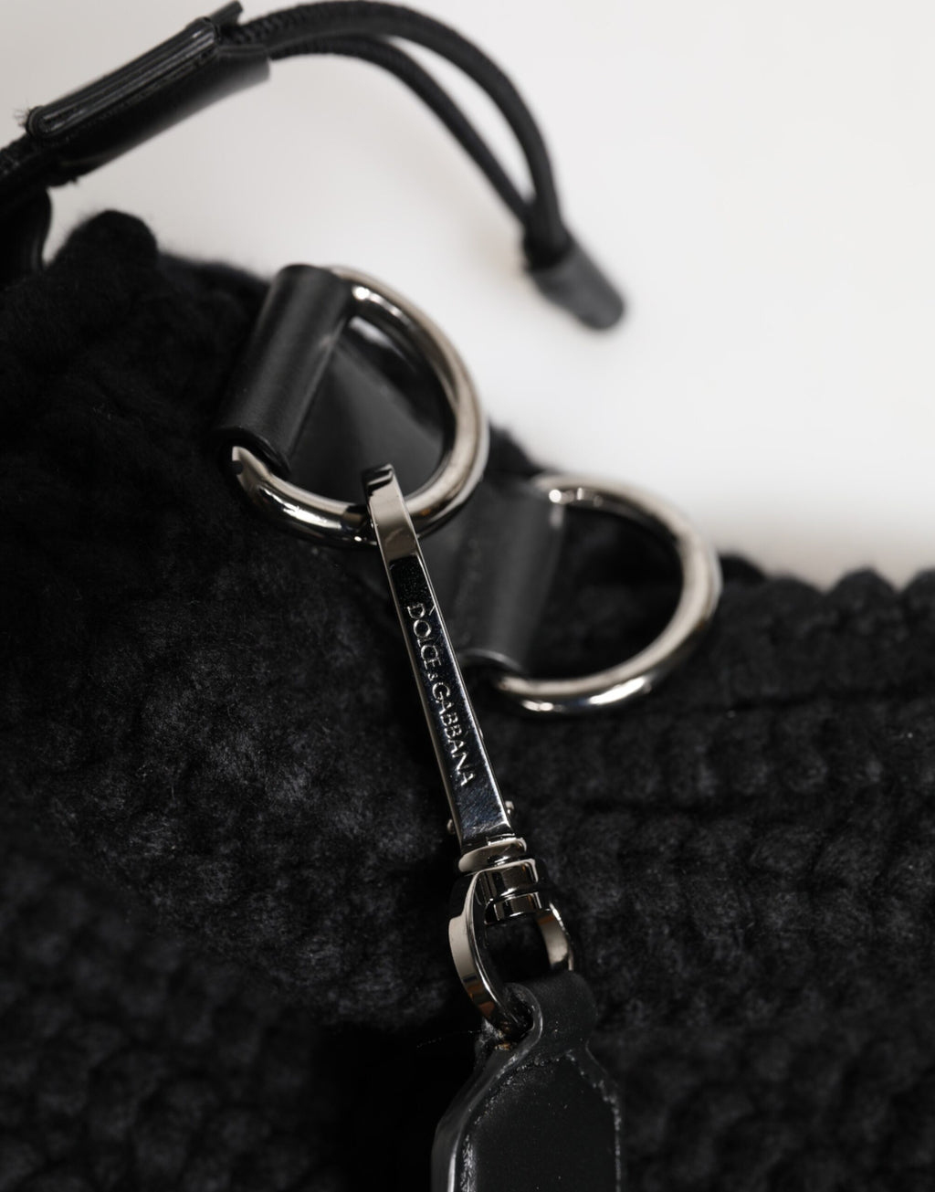 Dolce & Gabbana - Black Cashmere Knitted Leather Shoulder Women Borse Bag