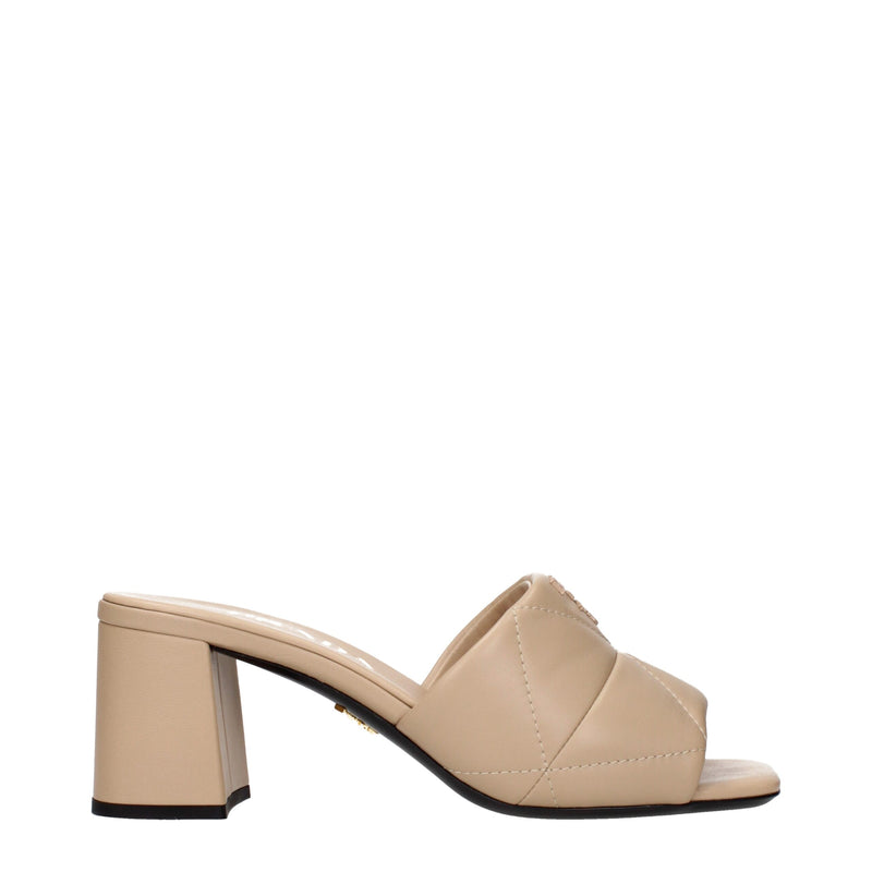 Prada - Beige Leather Slippers Sandals