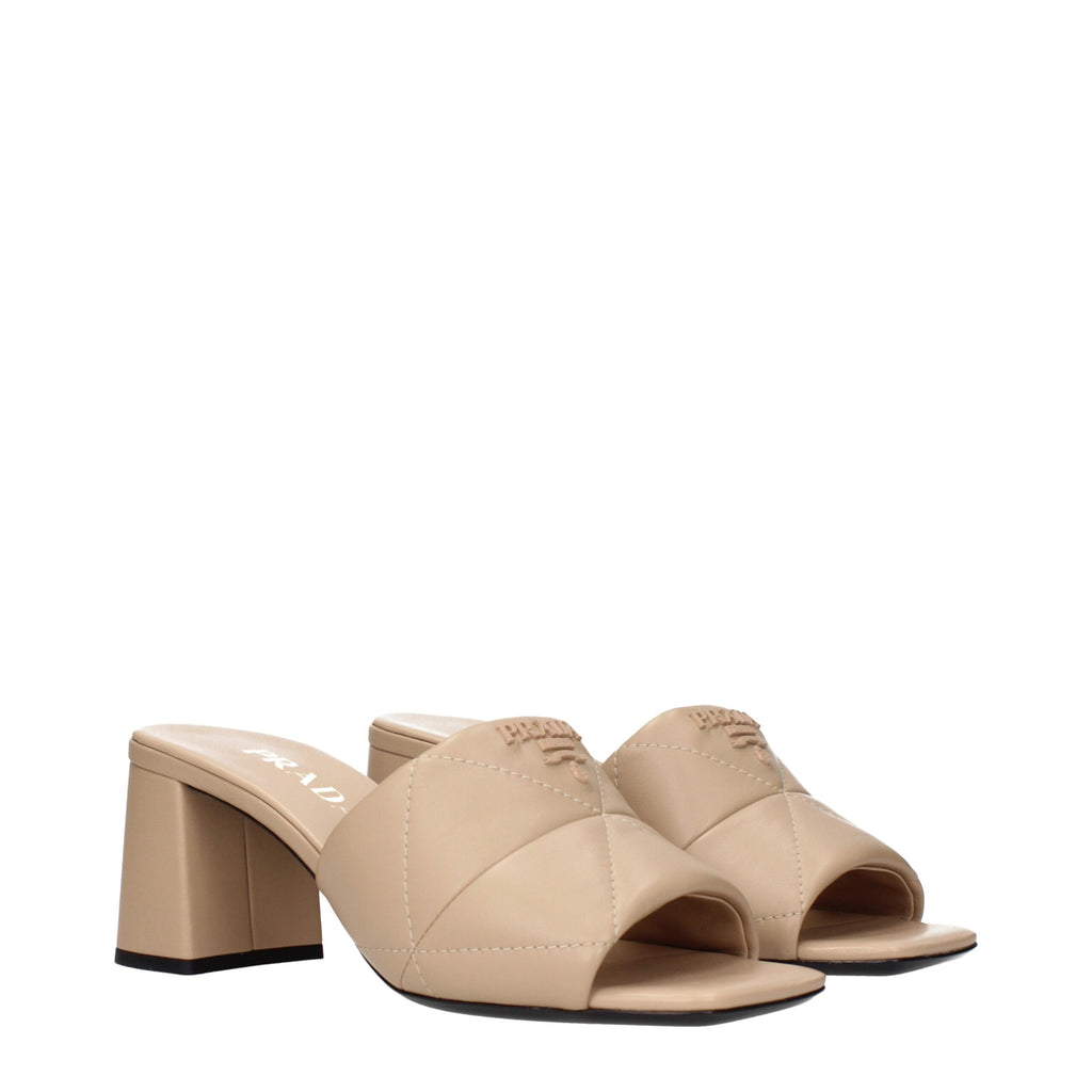 Prada - Beige Leather Slippers Sandals