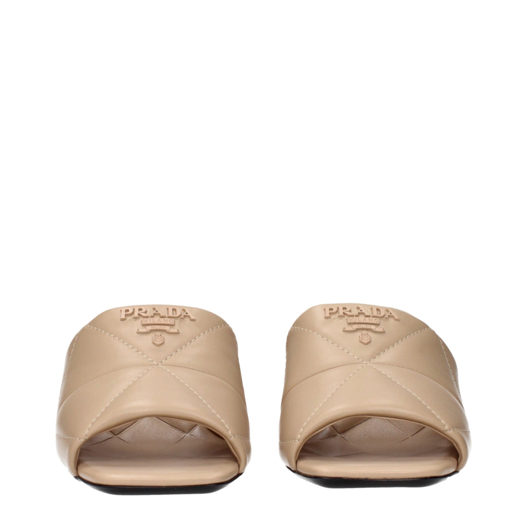 Prada - Beige Leather Slippers Sandals