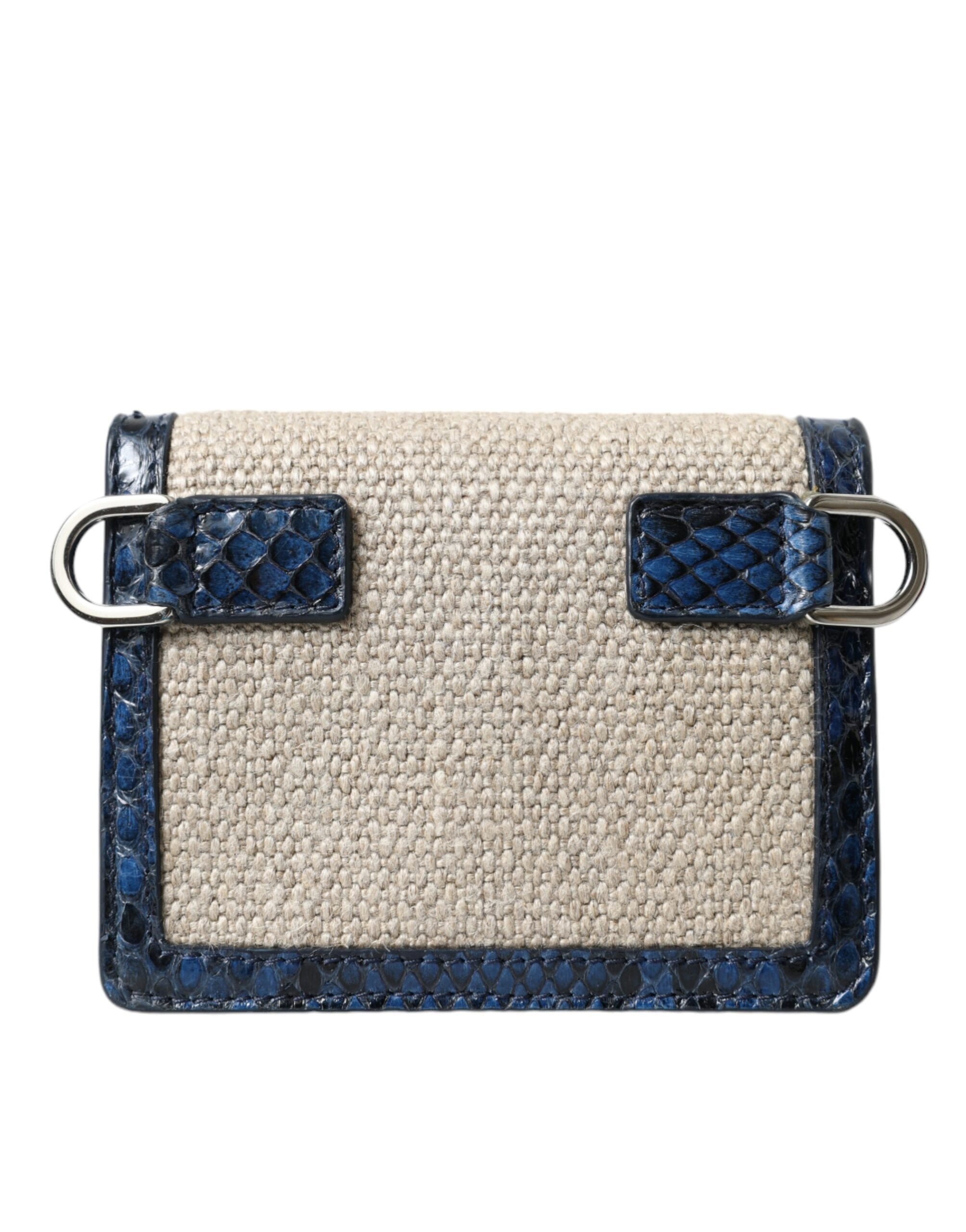 Dolce & Gabbana - Beige Raffia Blue Leather Trim Mini Shoulder Purse Crossbody Bag
