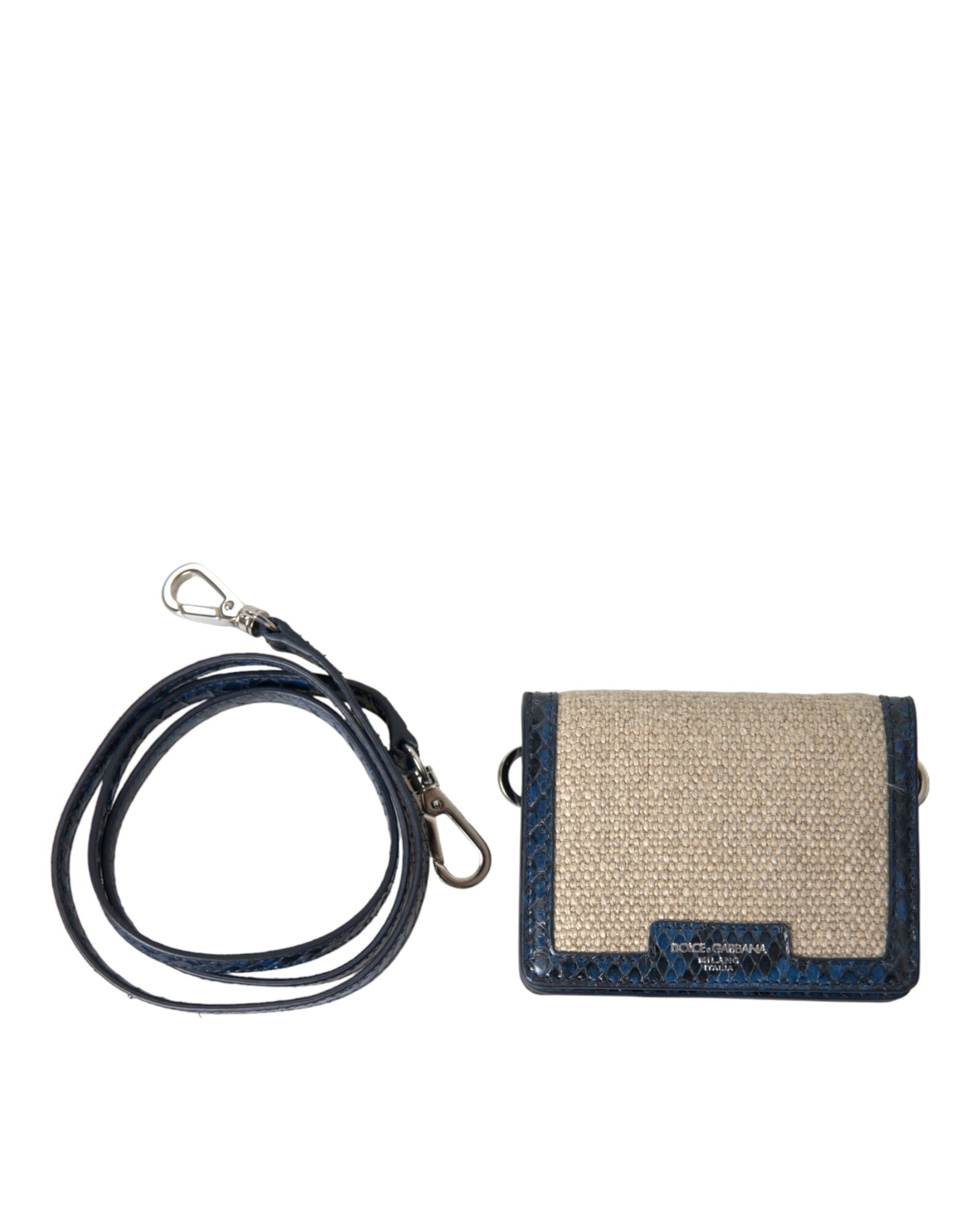 Dolce & Gabbana - Beige Raffia Blue Leather Trim Mini Shoulder Purse Crossbody Bag