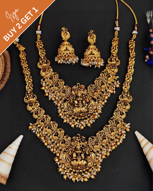 Devika - Lakshmi Temple Layered Necklace Set